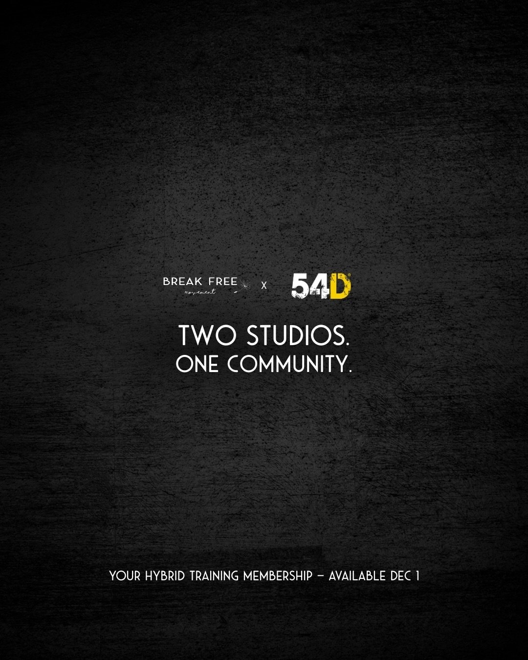 Two studios. One membership. One powerful community.

The Break Free &times; 54D Collab Membership officially drops December 1 &mdash; created for those who want it all: strength, heat, sculpt, discipline, functional training, and mind&ndash;body con