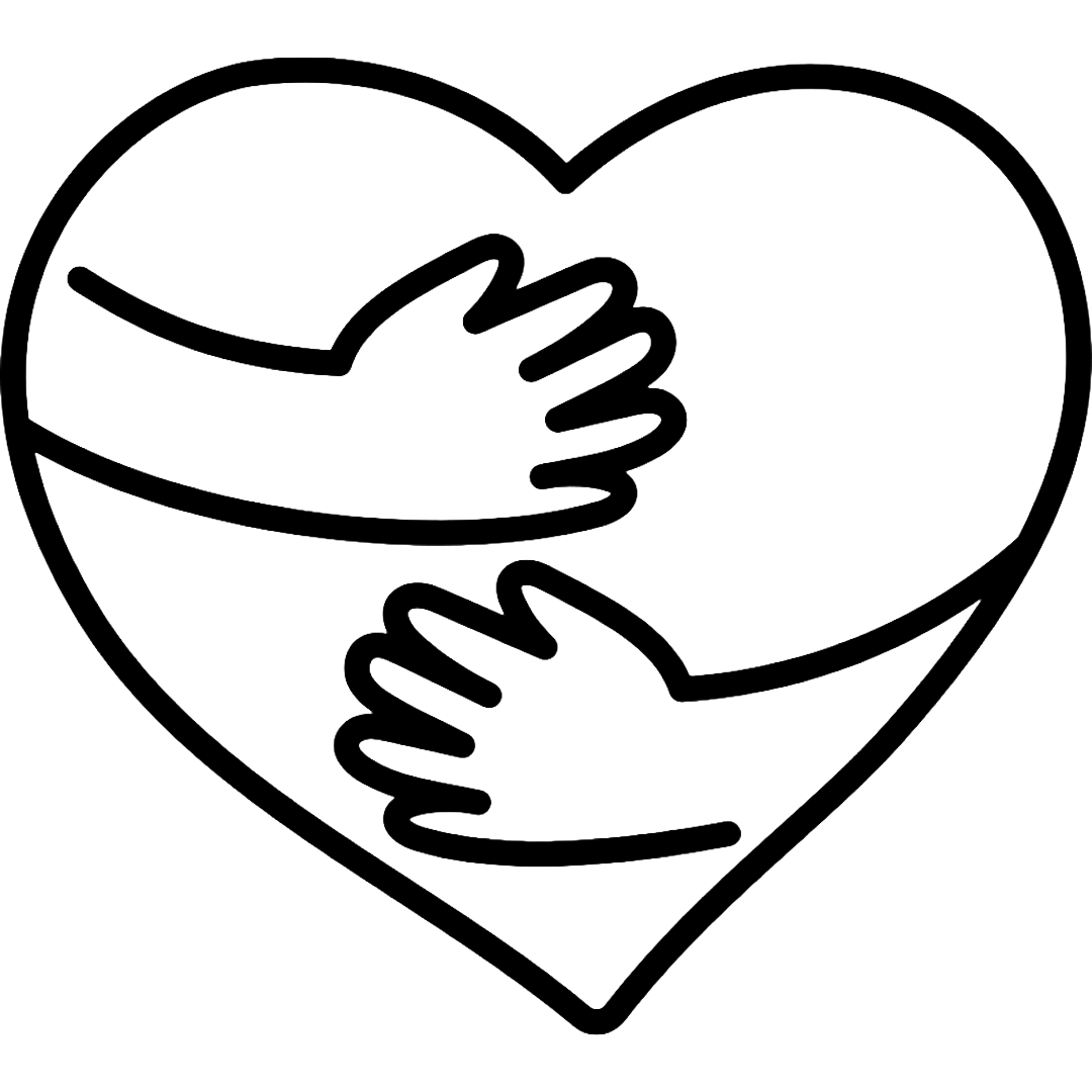 Illustration of hands hugging a heart