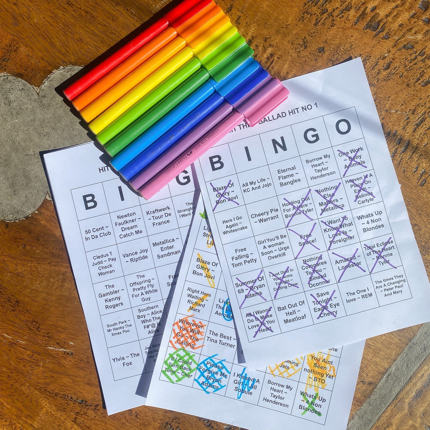 Musical Bingo is on tonight! 😍🎶
If you've never played it before, it's super simple:

1. Get your Bingo card...
Grab a drink and take a seat

2. Listen to the music...
Listen to the songs played by your host, and check your Bingo Card. You've got 4
