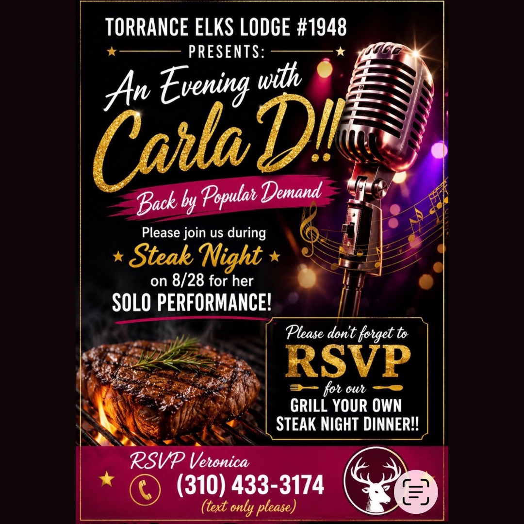 An Evening with Carla D @ Torrance Elks Lodge Steak Night