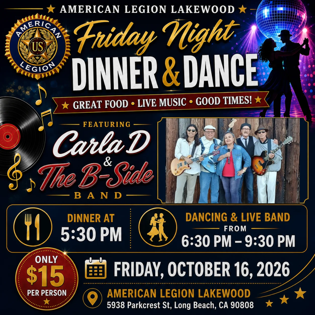 Friday Night Dinner & Dance w/ Carla D & The B-Side @ American Legion Lakewood