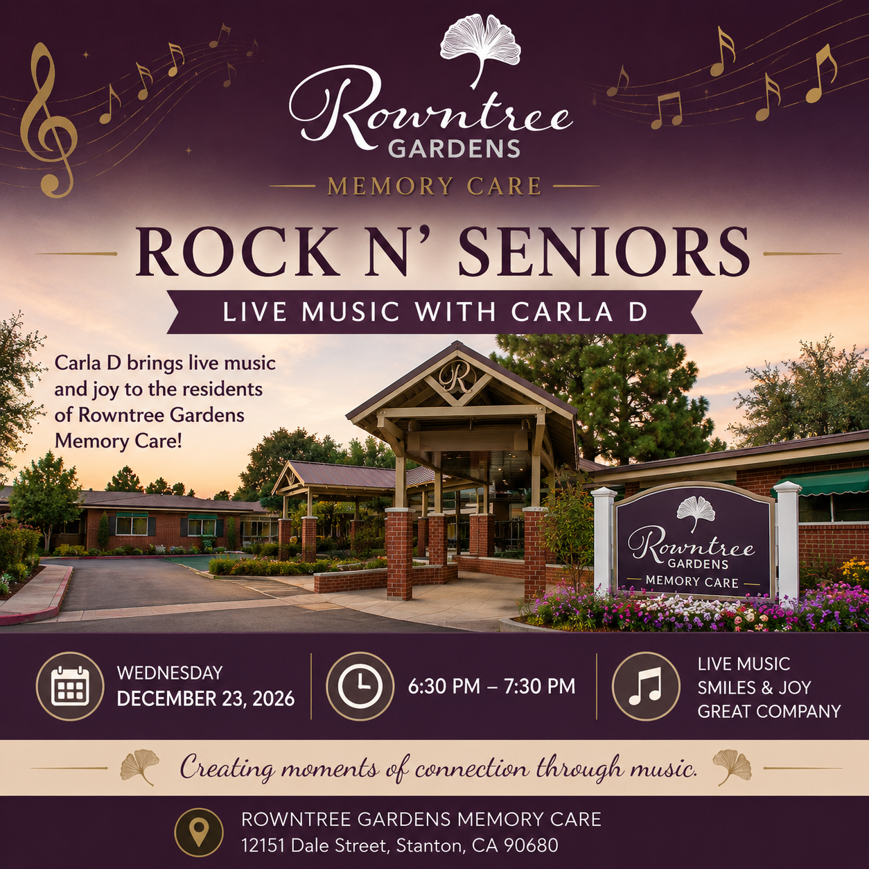 Rock n’ Seniors w/ Carla D @ Rowntree Gardens Memory Care