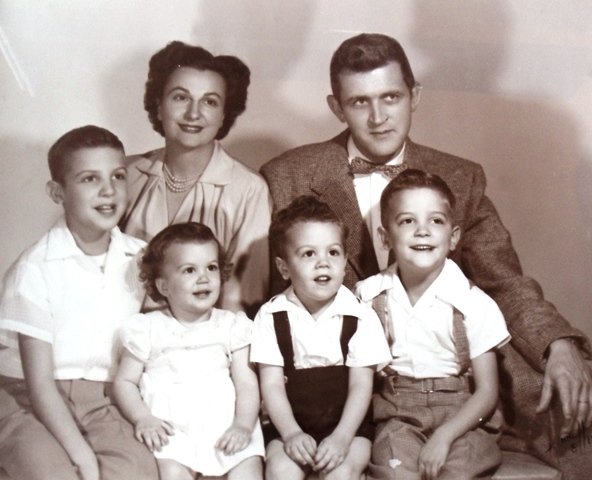 9 McKee family (l-r) Thomas, Elaine, Brian, Gregory with Billie and Don, 1954.jpg