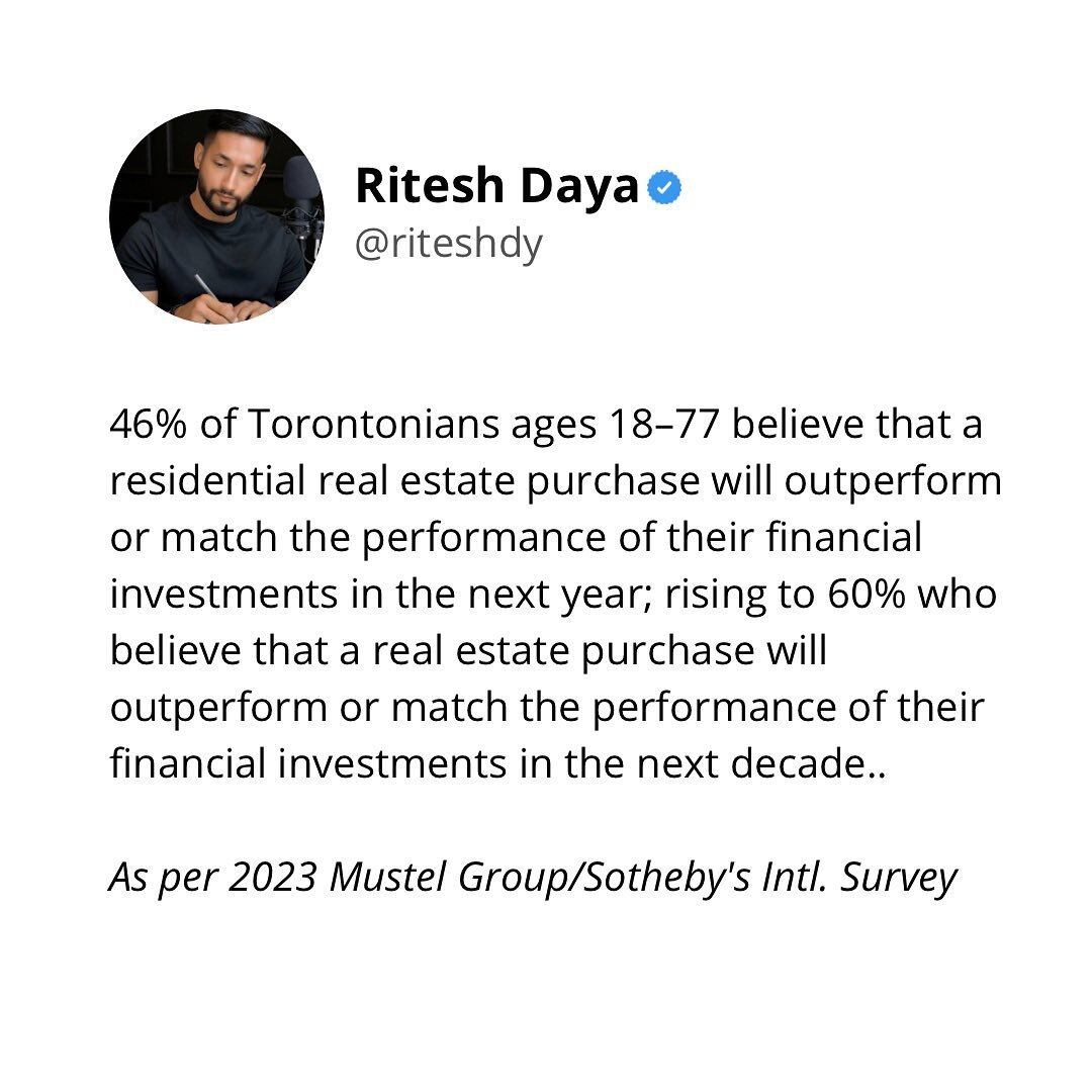 Is Toronto resident sentiment strong on Real Estate as an investment? 🤔

#fyp #realestate #explore #buy #trending #realestate #toronto #realtor #realestateagent #home #property #investment #forsale #realtorlife #househunting #interiordesign #archite