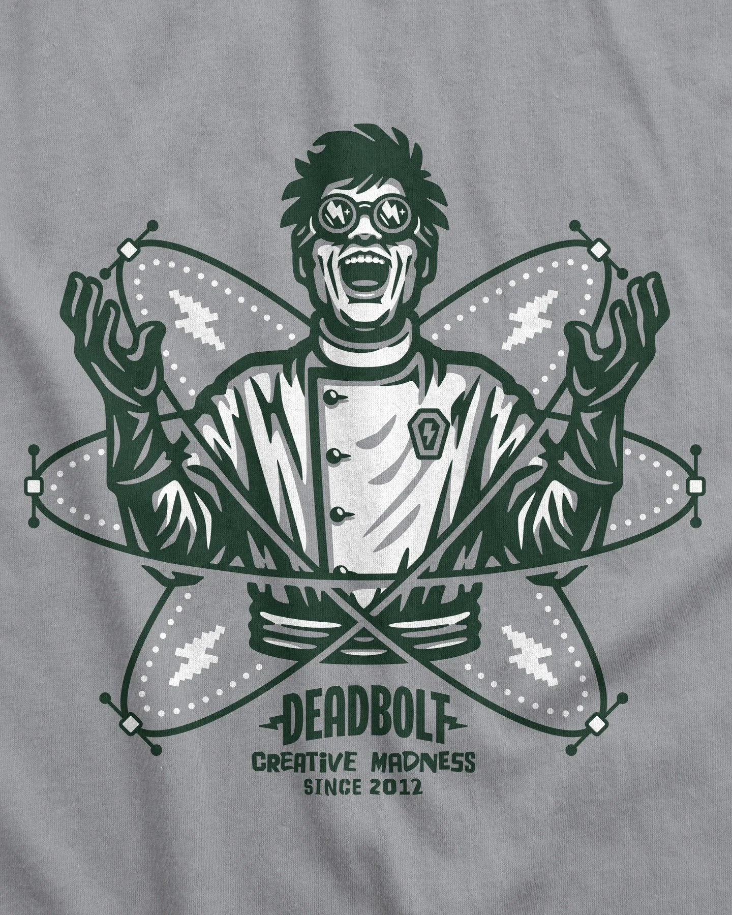 Embrace the madness. New Deadbolt t-shirt is dropping soon.
⟦ϟ⟭
__________
#deadboltdesign #wearedeadbolt #graphicdesign #branding #illustration #creativemadness #madscientist #scifi #shirtdesign