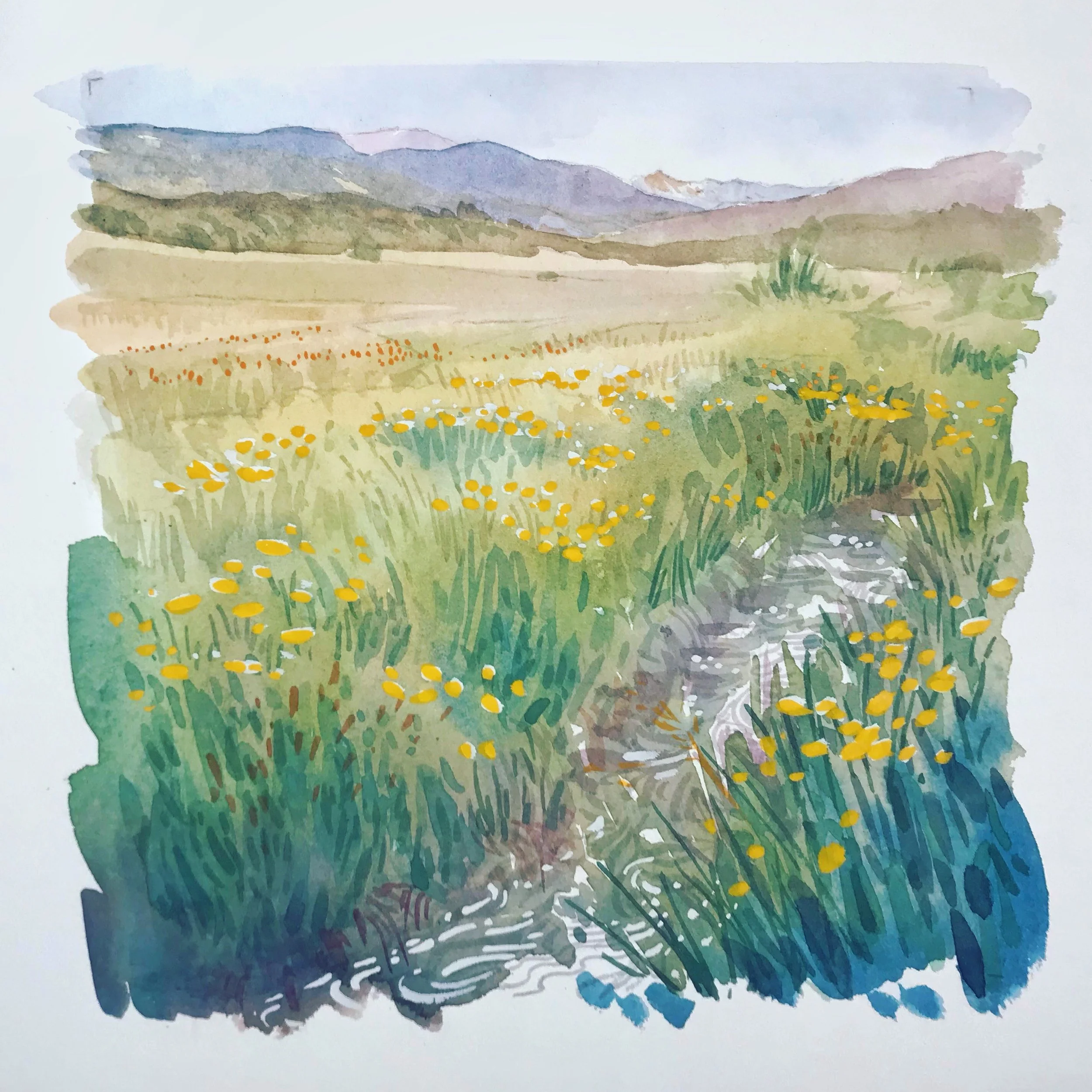 "The Living Is Easy" (watercolor, 10x10) SOLD