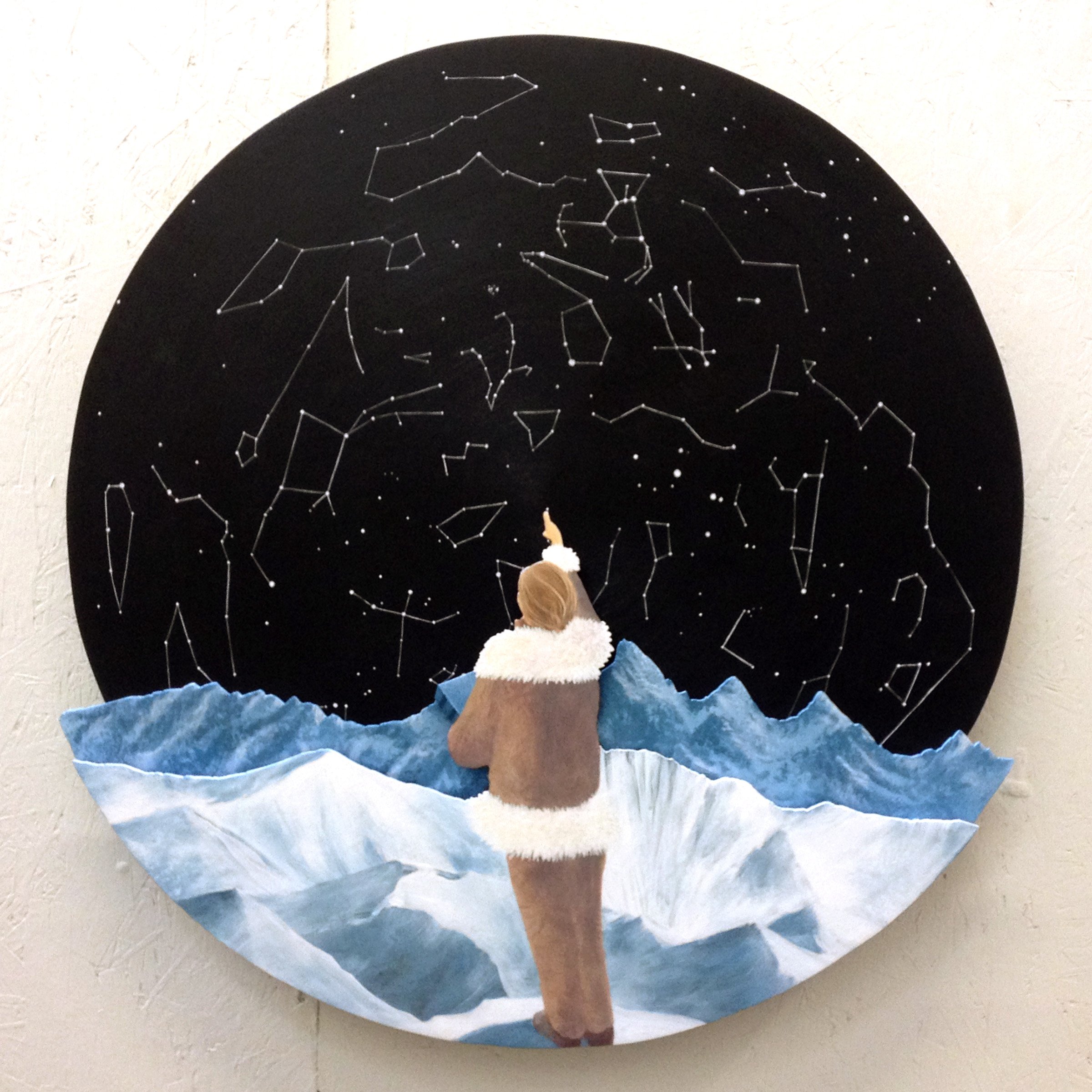 "Tell Me A Story: Polaris", (acrylic on moving panels, 28" diameter) SOLD