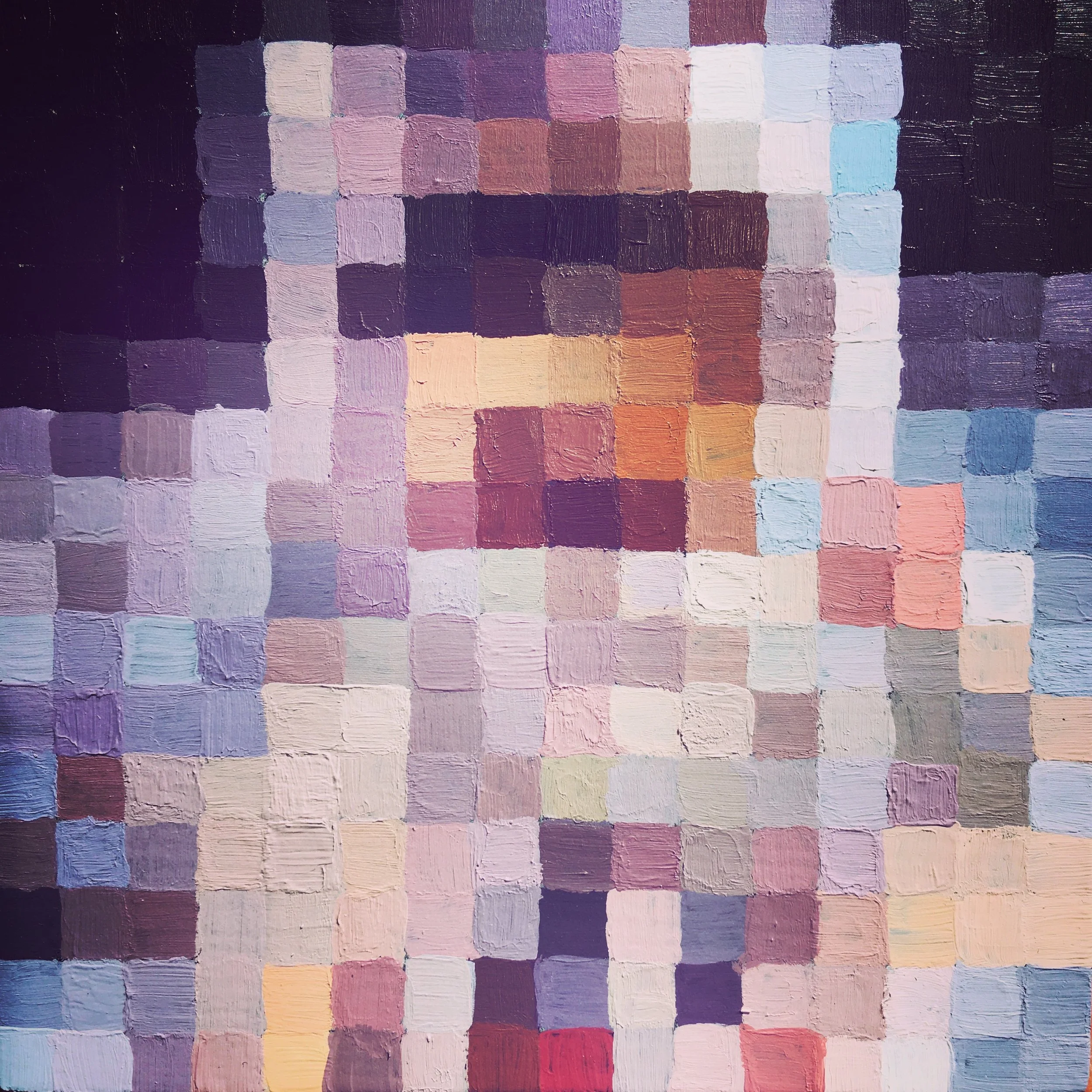 "Pixel painting Spaceman", (acrylic on panel, 4x4") SOLD