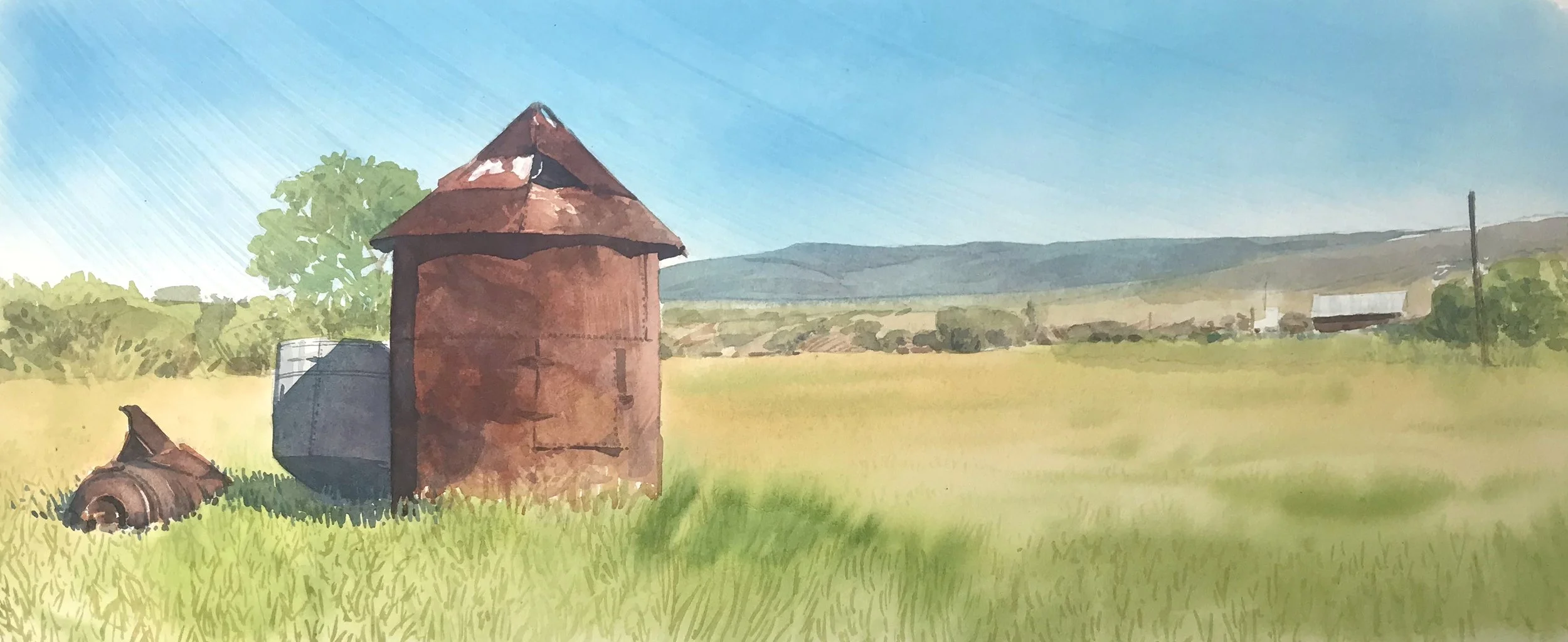 "Rusted Roots" (watercolor, 10x20in) SOLD
