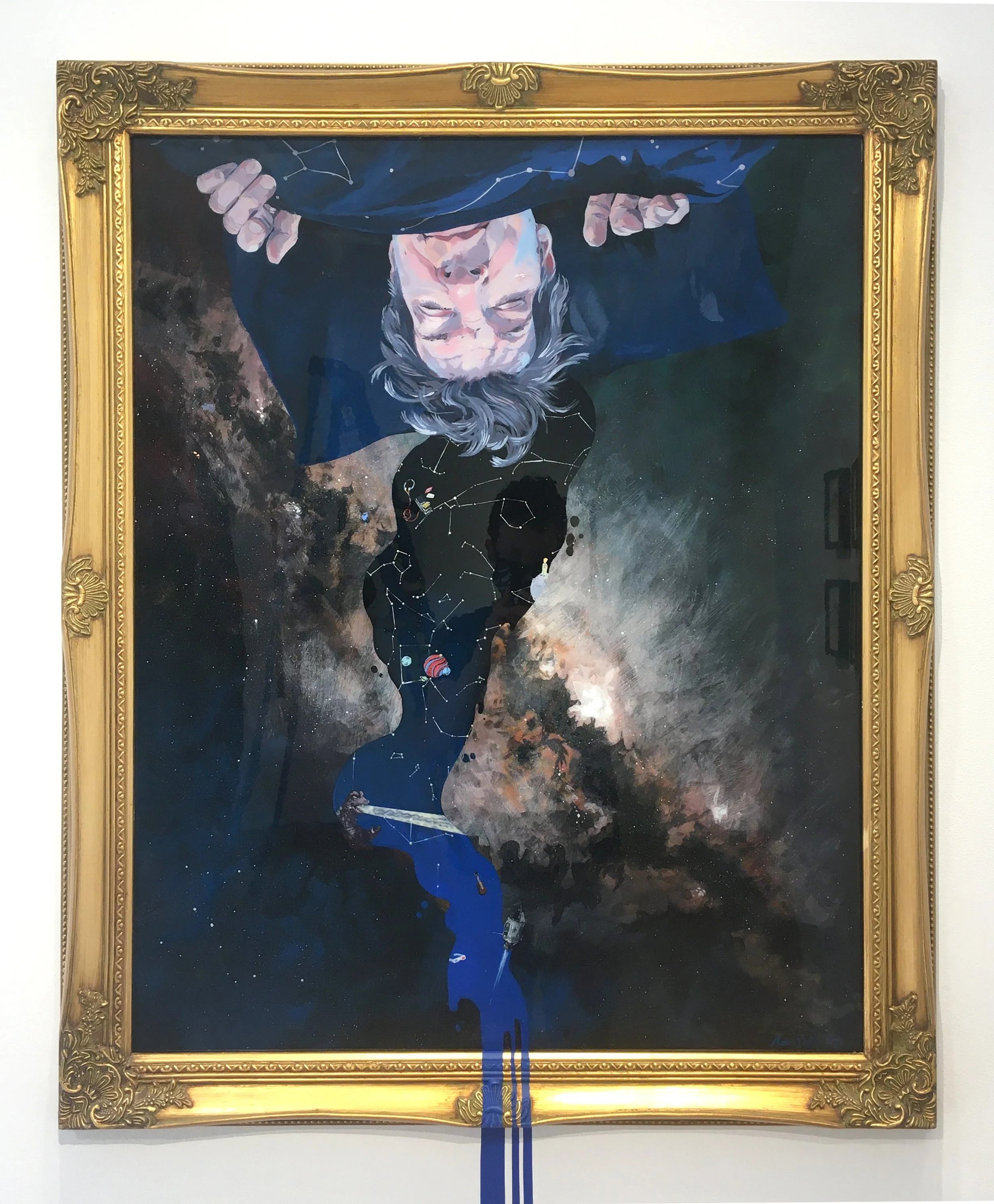 "I Need the Night to Feed My Dreams" (acrylic on panel, 34x28in framed)