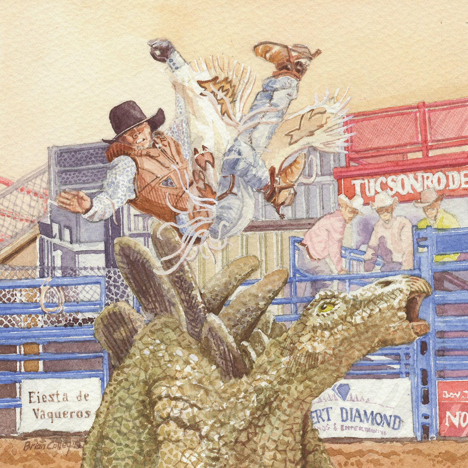 "Time to Cut and Run", (watercolor, 5x5") SOLD