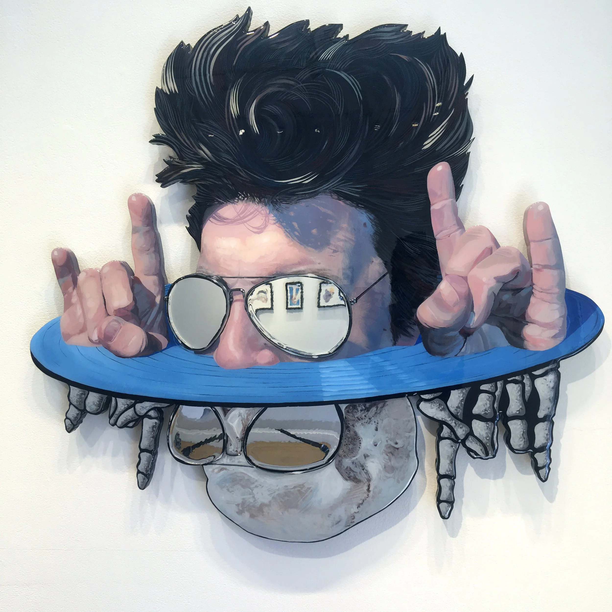 "It's No Better to Be Safe Than Sorry"	(acrylic on panel with mirrors and resin, 32"x35.5")