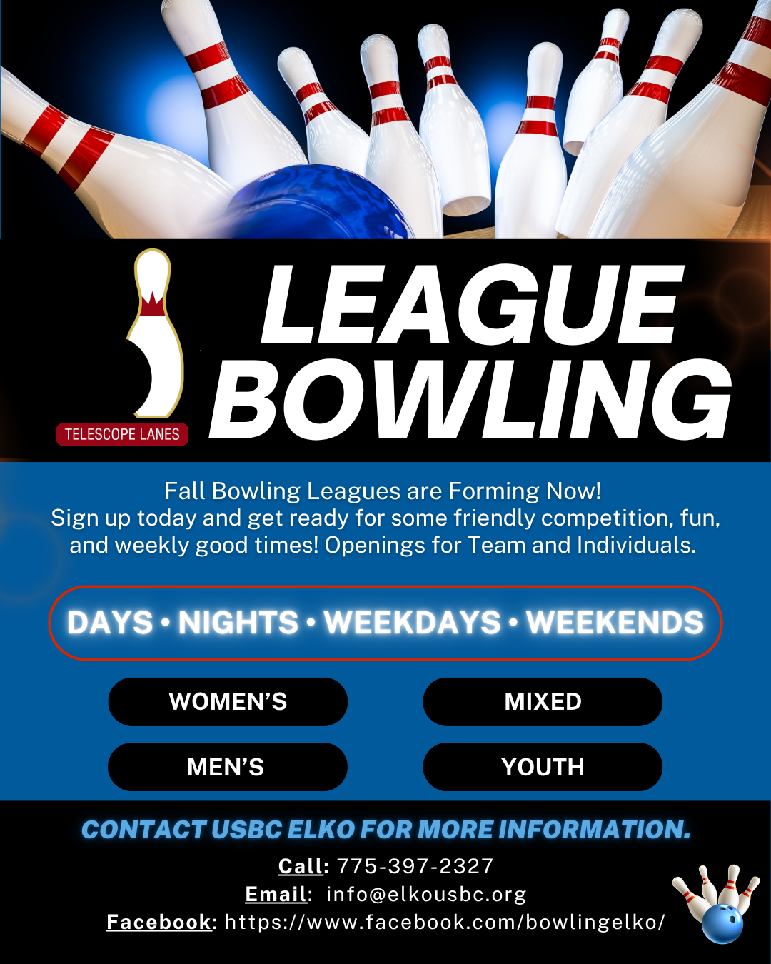 League Bowling in Elko Nevada.