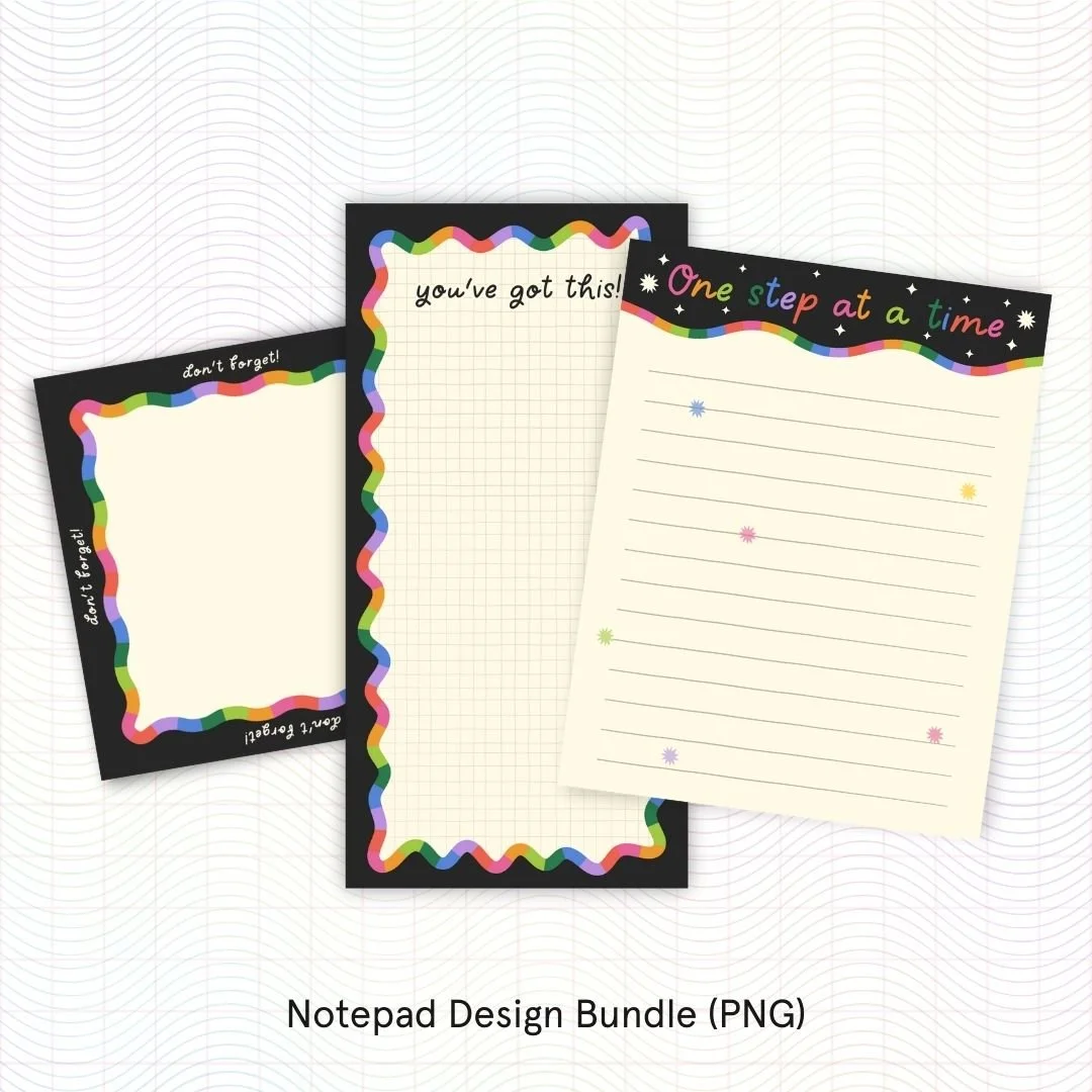 Funky Rainbow Notepad Design Bundle (PNG)