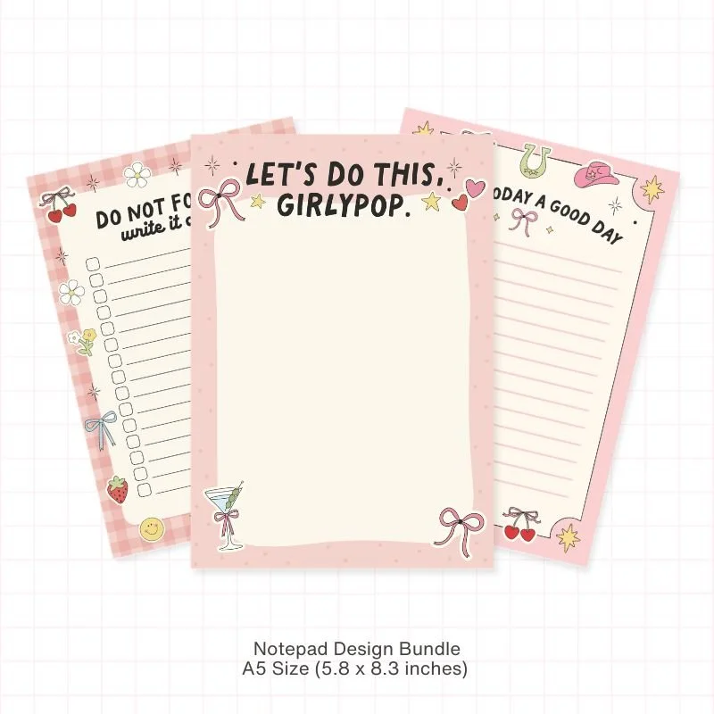 Girlypop Notepad Design Bundle (PNG)