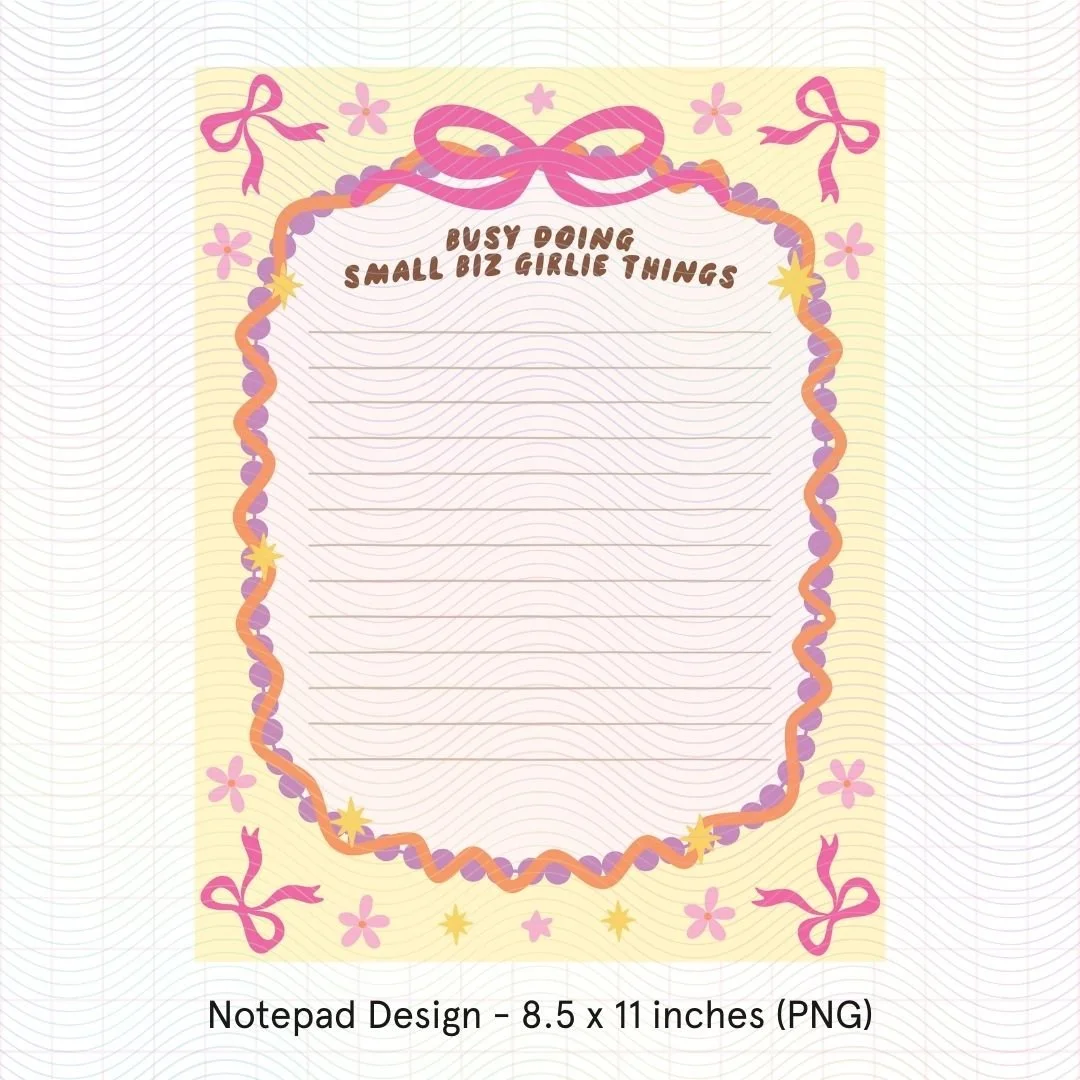 Busy Doing Small Biz Girlie Things Notepad Design (PNG)