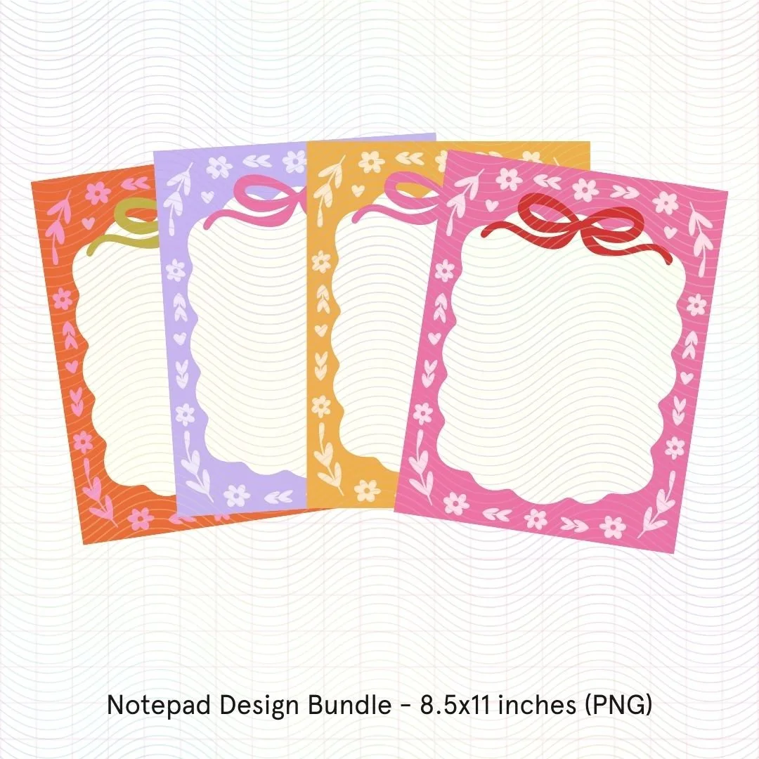 Floral Bow Notepad Design Bundle (PNG)