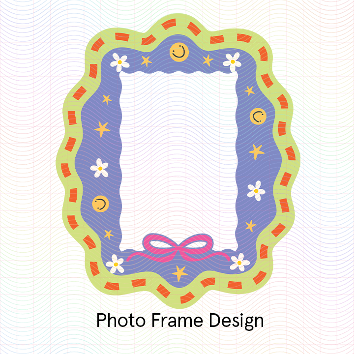 Funky Wave Photo Frame (PNG Design)