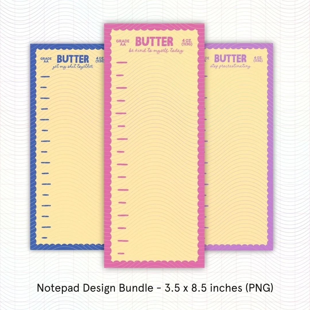 Butter To Do List Notepad Design Bundle (PNG)