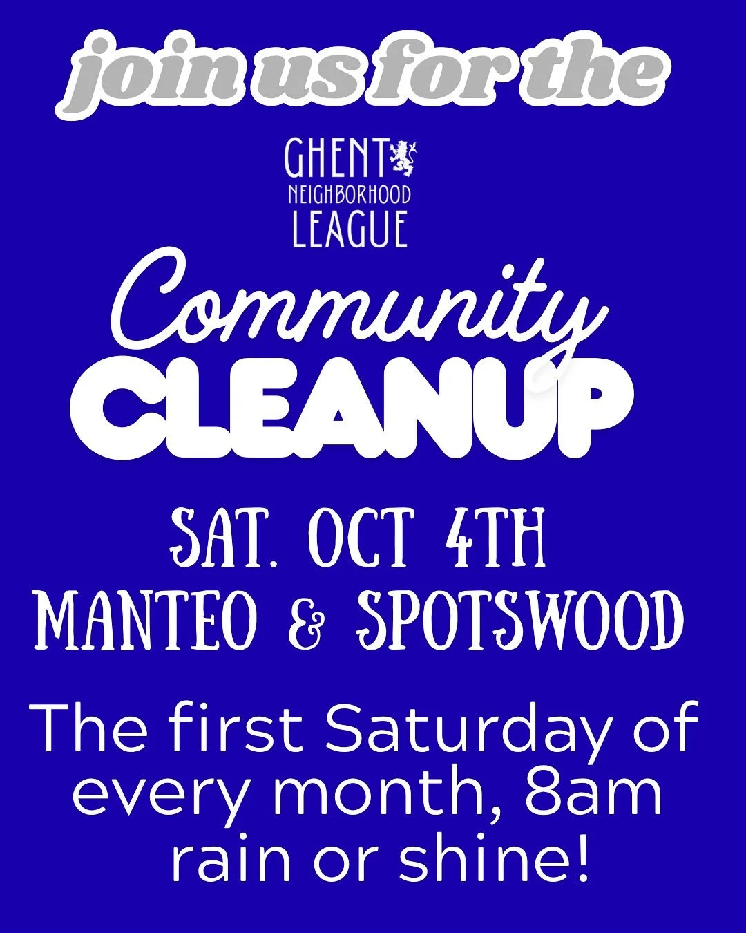 Join us to clean up Ghent!!! 8 am October 4th at Manteo and Spotswood. @keepnorfolkbeautiful supplies the grabbers and vests and we walk Ghent and play search and destroy with litter. See you there! It&rsquo;s a great way to make a difference 💚💚💚?