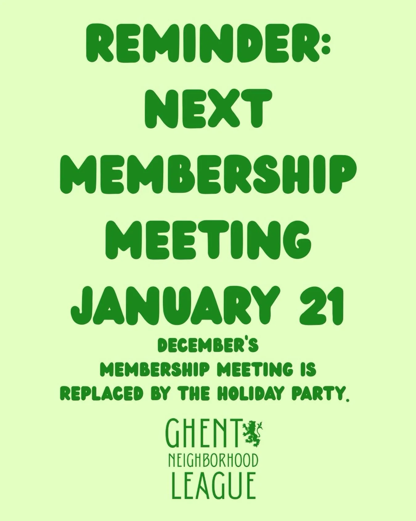 No membership meeting tonight! We&rsquo;ll see you in the New Year!!!! #ghentneighborhoodleague #ghentnorfolk #ghentnfk #ghentevents #neighborhood