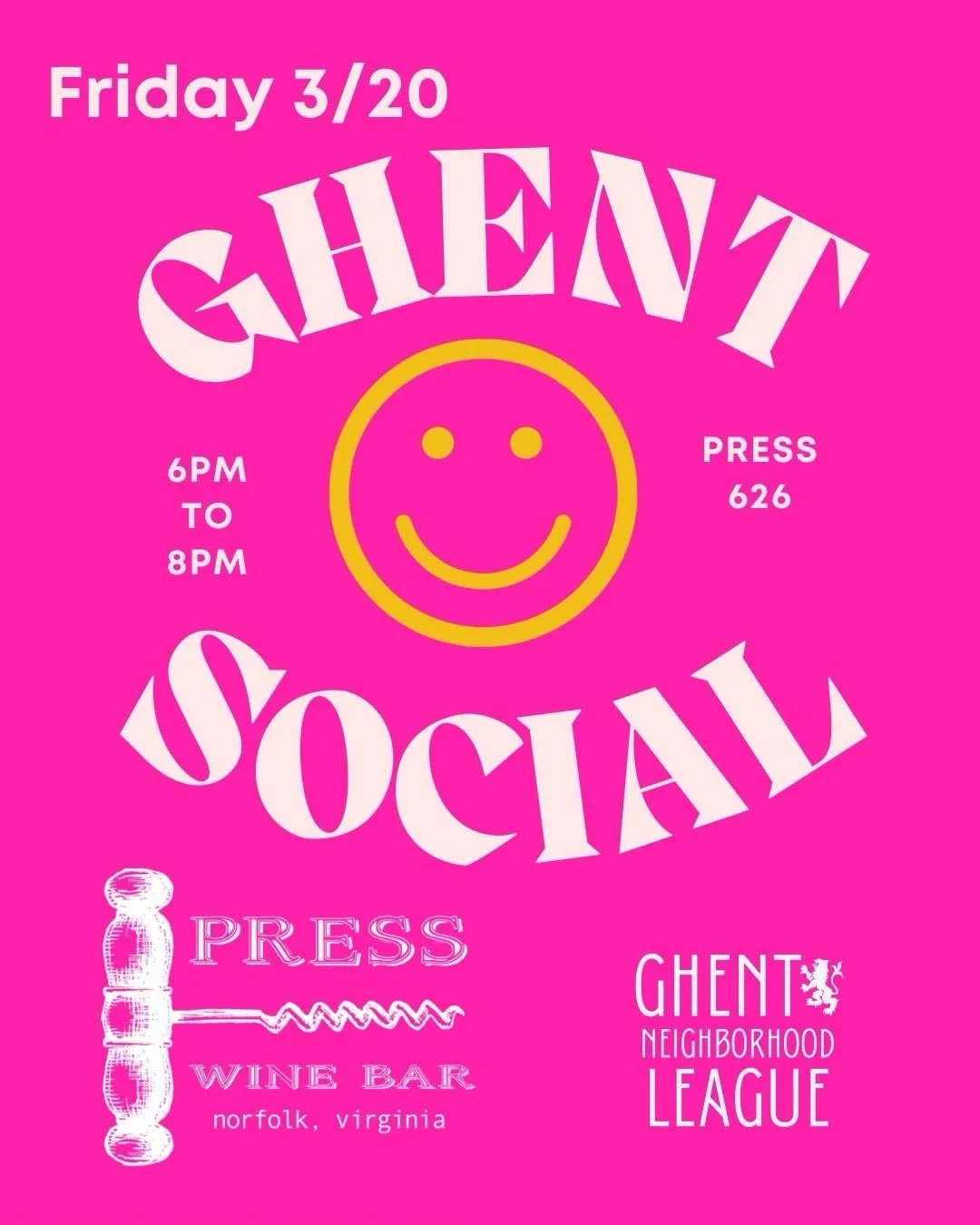 Can&rsquo;t wait to see your beautiful face @press626_awinebar Friday night at six!!! Join your neighbors for a fun night of Community Conviviality and delicious Snackies and drinks. #allarewelcome #ghentnorfolk #ghentneighborhoodleague #ghentsocial 