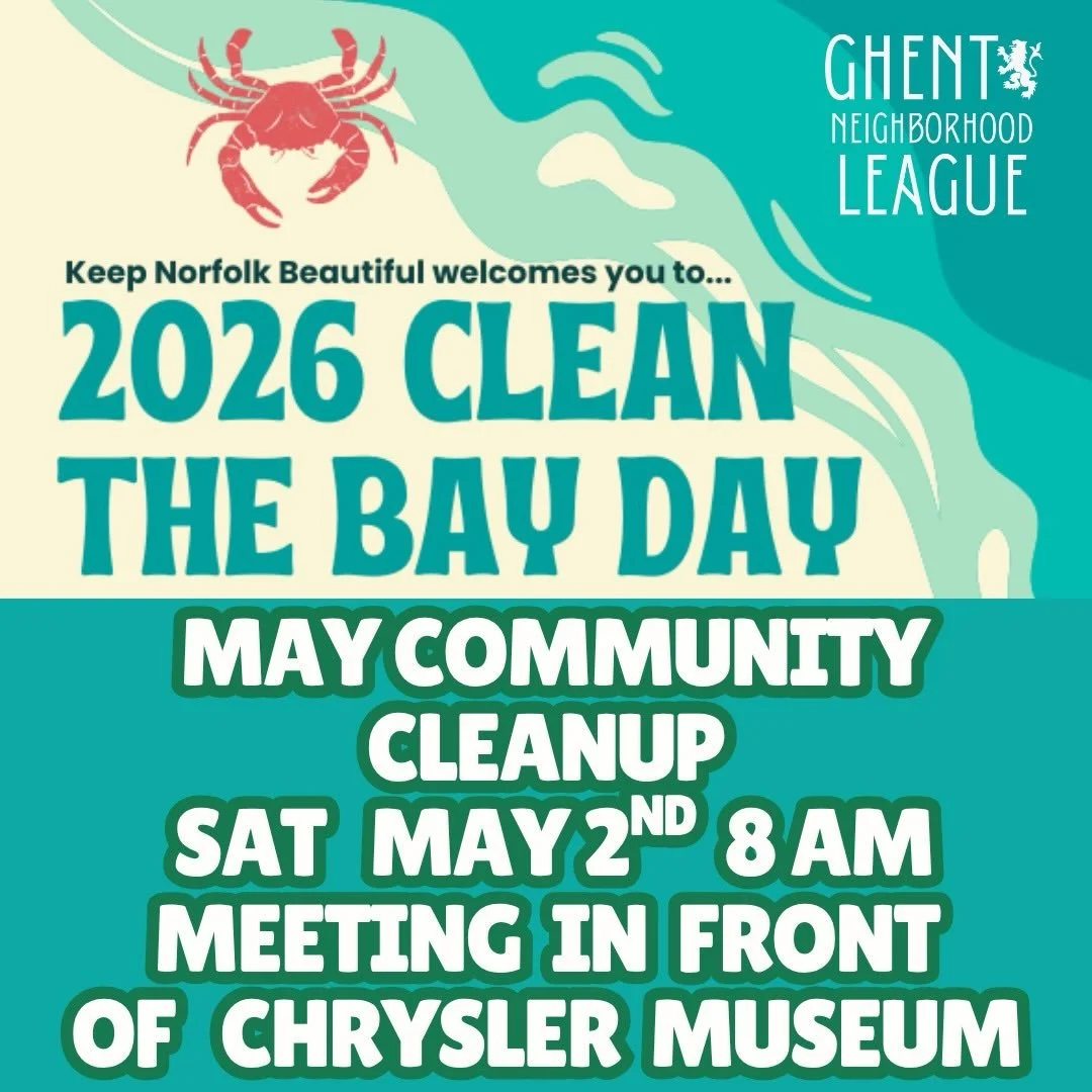 Join us in front of the Chrysler this Saturday at 8 am to Clean The Bay!!!! @keepnorfolkbeautiful and @chesapeakebayfoundation are leading this beloved community initiative. Rain or shine, come make a difference!!!! All are welcome! #ghentneighborhoo