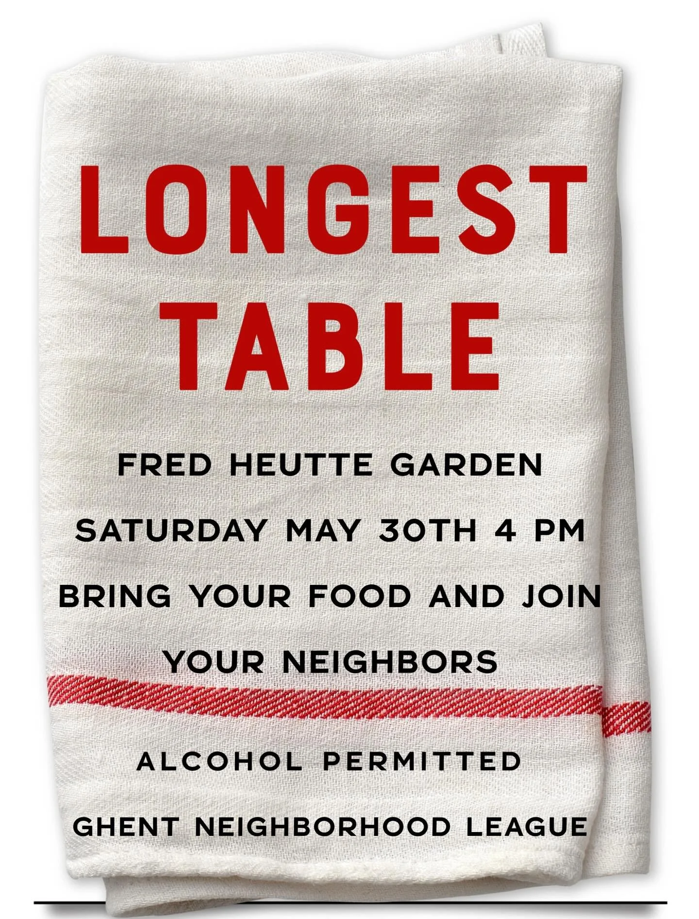 Join us Saturday the 30th at 4 pm for a community shared meal. The Longest Table Ghent is a way to meet your neighbors, have a relaxing meal ( it can be from scratch super fancy or fast food take out) and enjoy conversation and community. Please regi