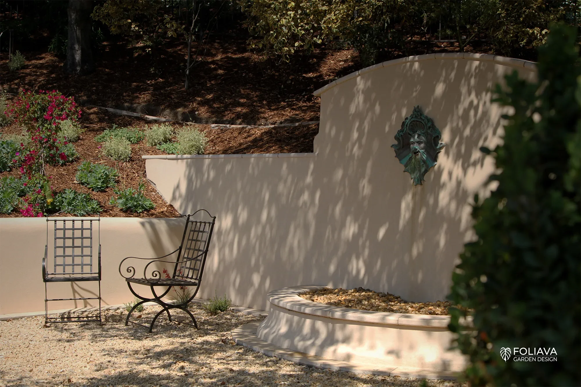 Old-world courtyard fountain bringing timeless Italian elegance to the Bay Area