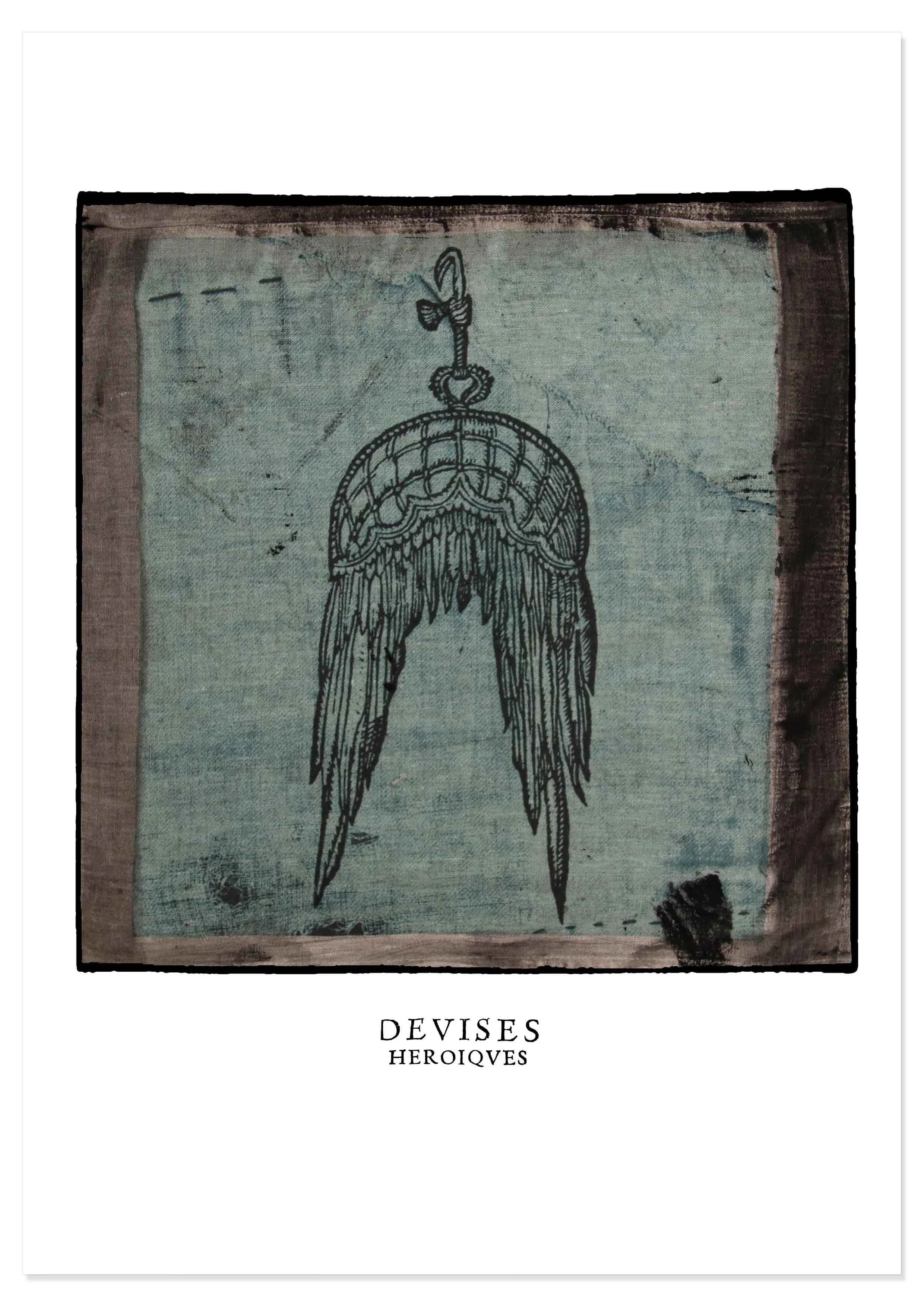 Decorex print with shade illustration by Claude Paradin with antique linen behind.