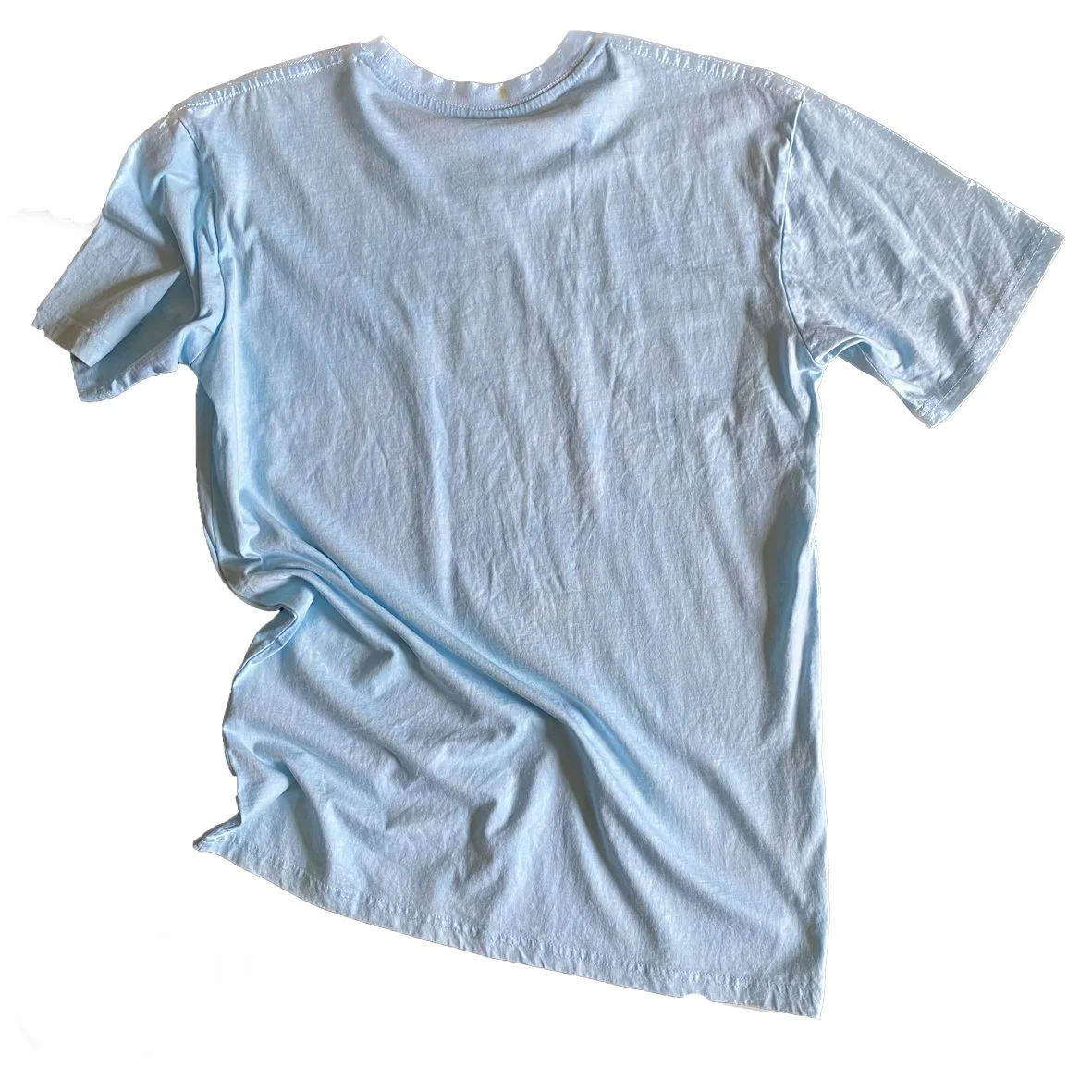 Back of a HOPONIT Australiana Kanga Kong t shirt with blue oxidised treatment.