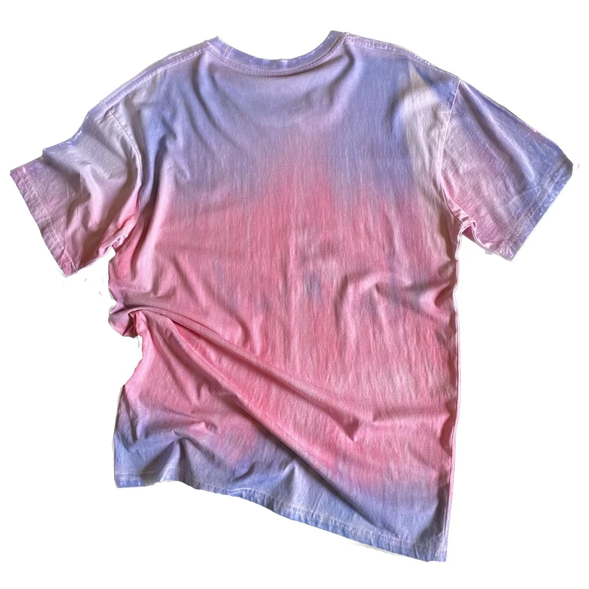 Back of a HOPONIT Australiana Kanga Kong t shirt with pink and purple oxidised treatment.