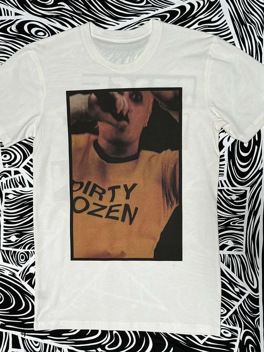 Natural tee with Sophie Howarth's image of Keith from the Prodigy in a large central print.