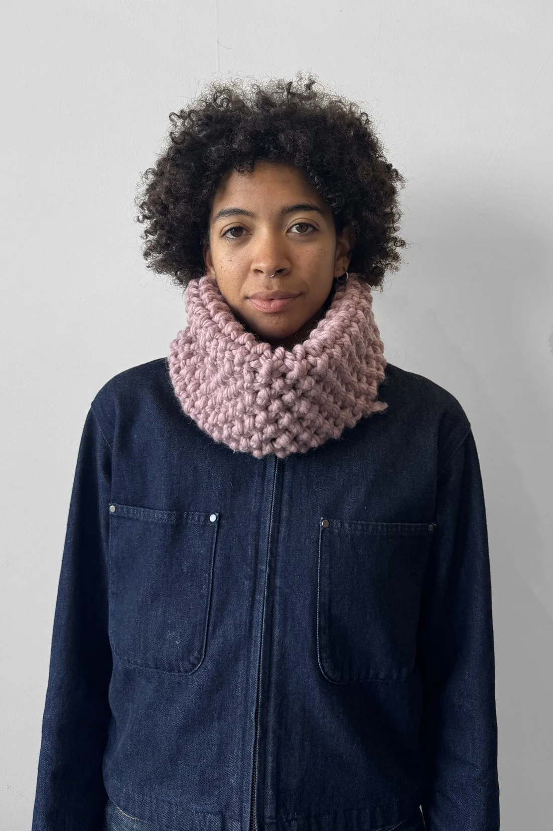 KNITTED SNOOD, SOFT PINK