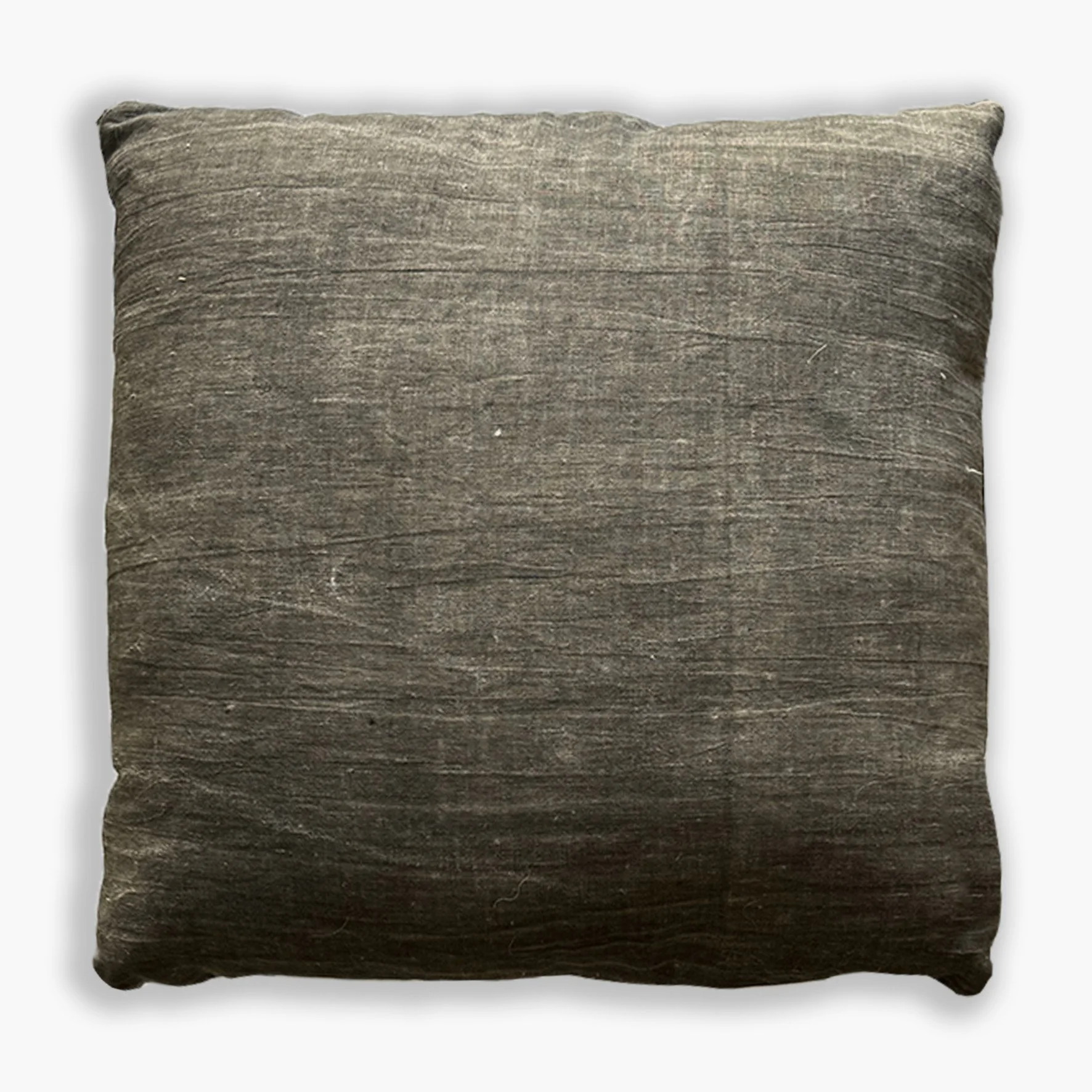 Plain grey linen back for artist original mudcloth cushion made by Hoponit studio.