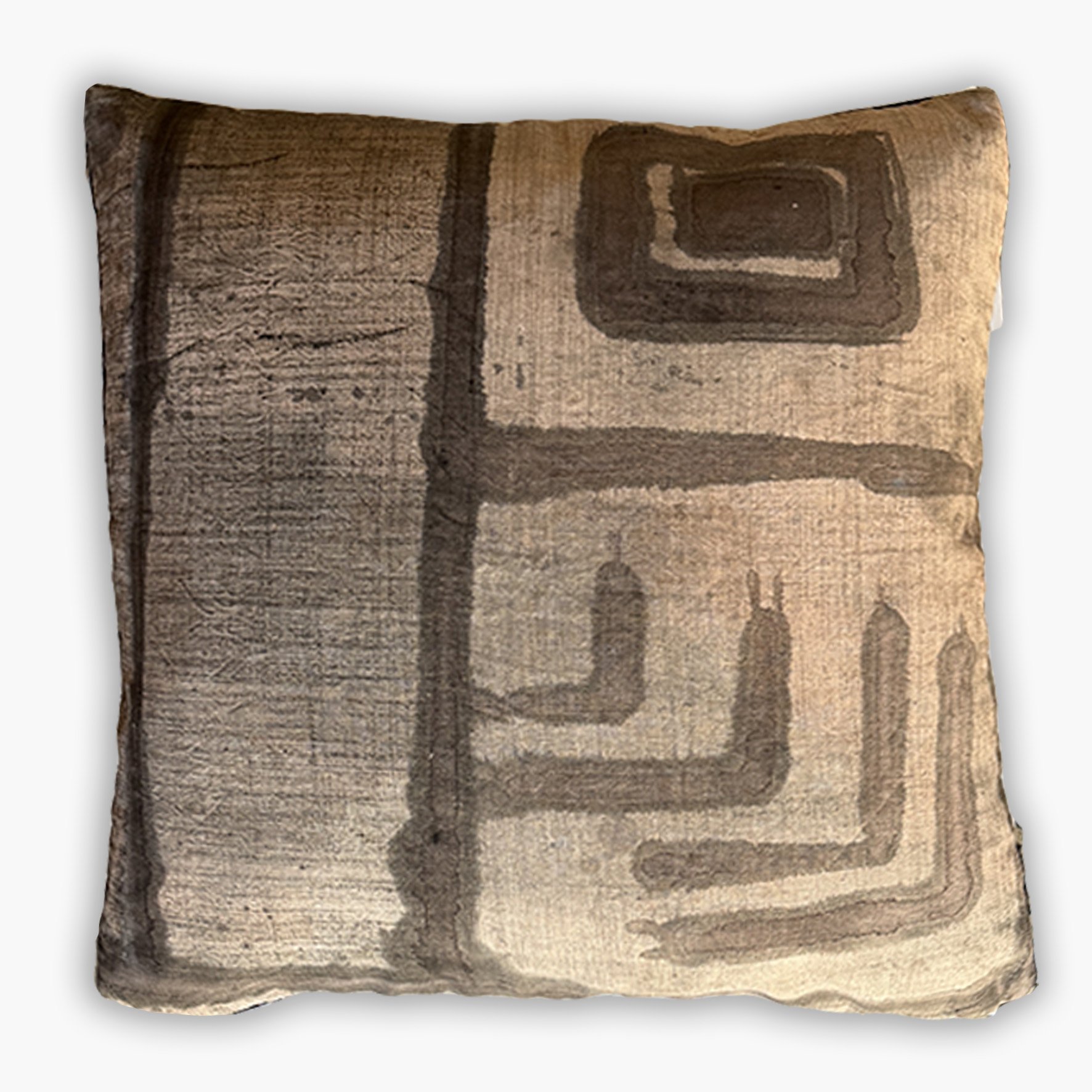 Mudcloth artist original cushion in earth tones from Hoponit Studio.