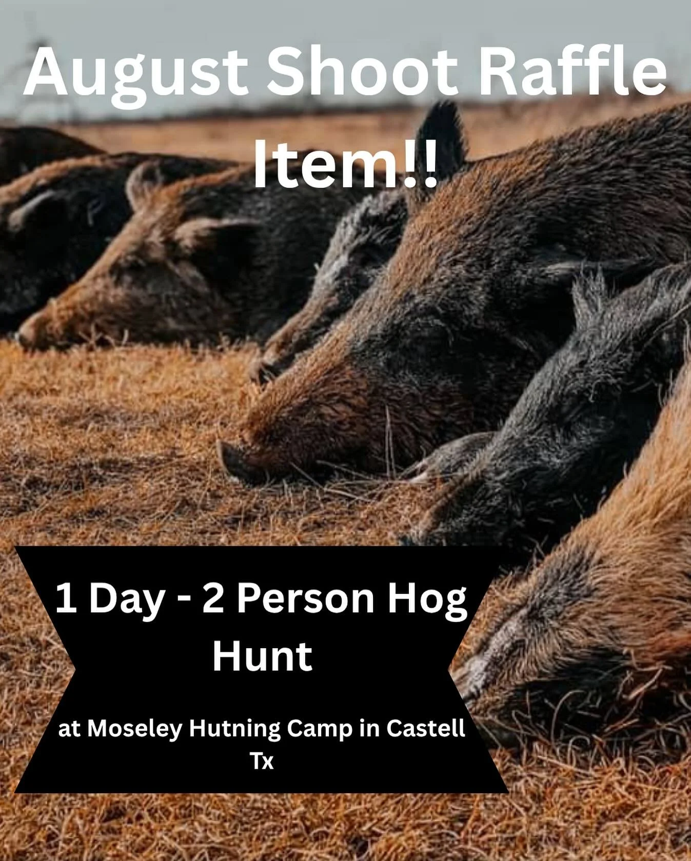 Who likes to hunt Pigs?? If you do, here is your chance to win a Hog Hunt for &ldquo;2 PEOPLE&rdquo; at Moseley Hunting Camp! They have sponsored this amazing raffle item and would like to see some pigs brought down by our Fredericksburg club archers