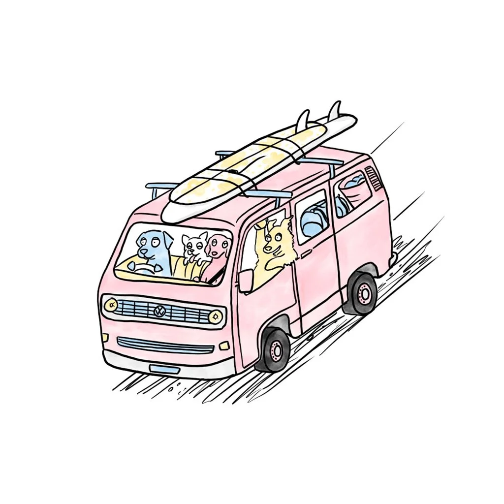 blog surfing dogs van Clare Duffy Hound Town.jpg