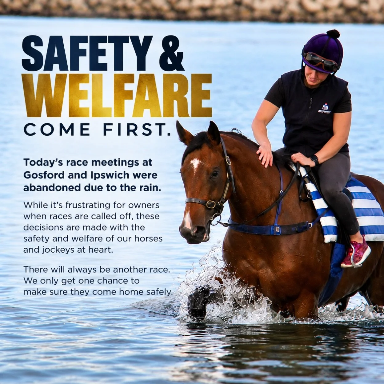 🐎 SAFETY &amp; WELFARE FIRST. ALWAYS.

A frustrating day with all three of our runners sidelined following the abandonment of Gosford and Ipswich due to the rain.

Plenty of time, effort and preparation goes into getting our horses to the races, but