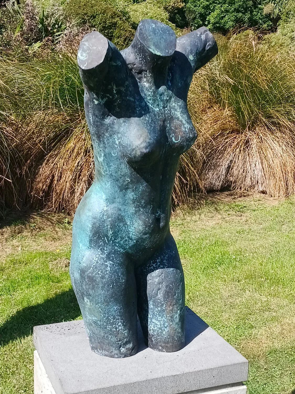  06. Siene de Vries 
  Belle  
 (2026)
 Bronze, Timaru Bluestone base, concrete plinth
 830 x 450 x 350mm, on plinth 600 x 450 x 350mm
 Ed. 1 of 3
 $18,500