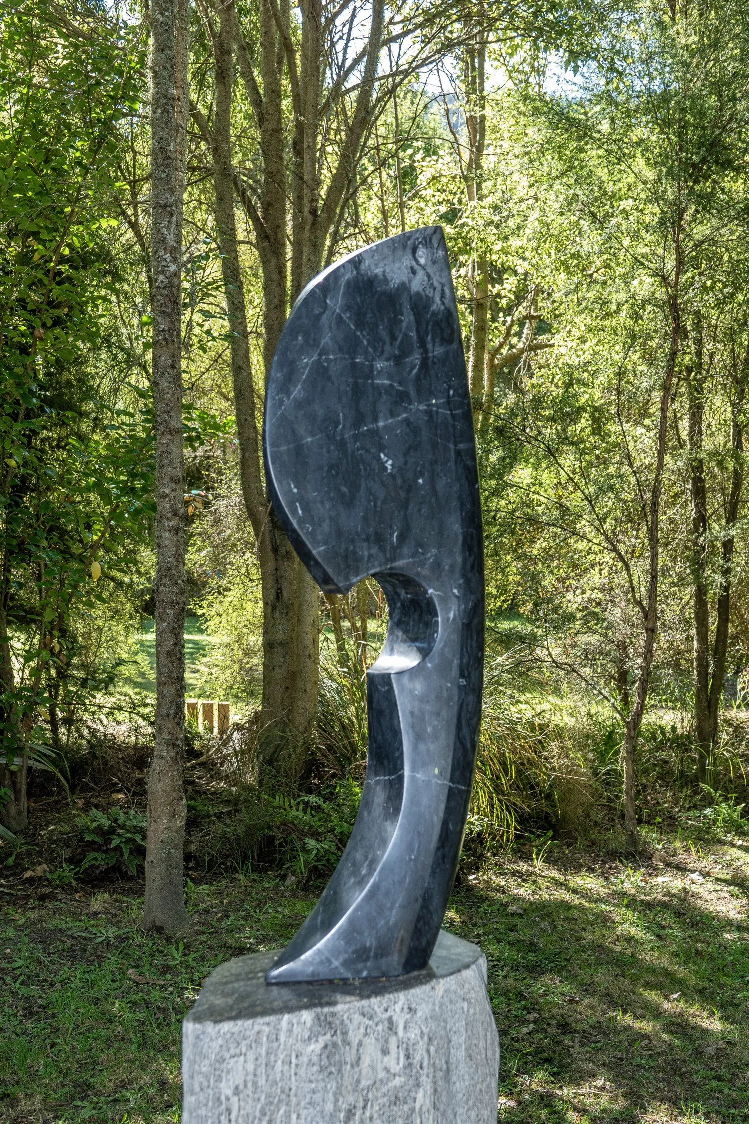  36. Matthew Williams 
  Navigate  
 (2026)
 Takaka black marble on Westland schist plinth
 1850 x 400 x 300mm
 $9,800