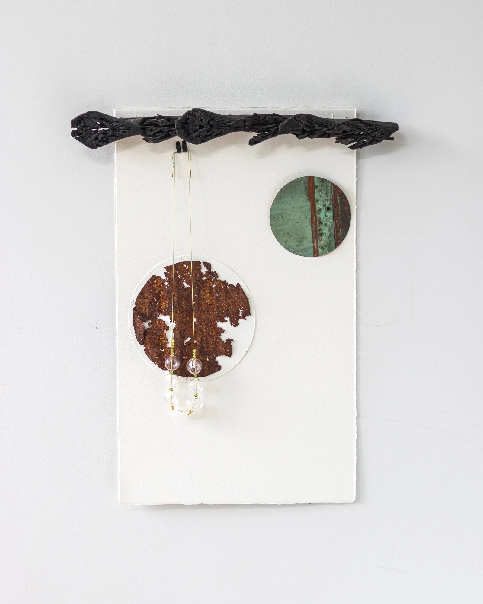  95. Fiona Christeller 
  Hoi An; York Bay; Te Awanga Beach; Venice.   
 Series title:  What can’t be left behind? 
 (2026)
 Mixed media, see individual label
 560 x 450 x 45mm
 $1,280