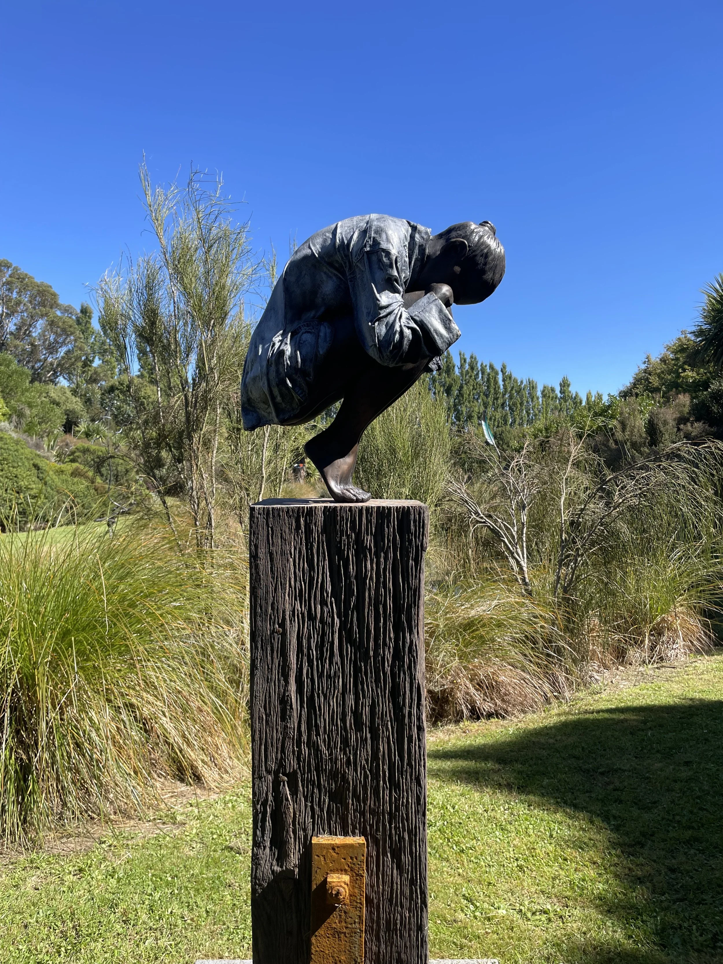  50. Anneke Bester 
  Balanced  
 (2026)
 Bronze on wood and stone base
 600 x 600 x 340mm
 Ed. of 5
 $47,000
 Ed. 1   SOLD  , 
 Ed. 2 available to commission
