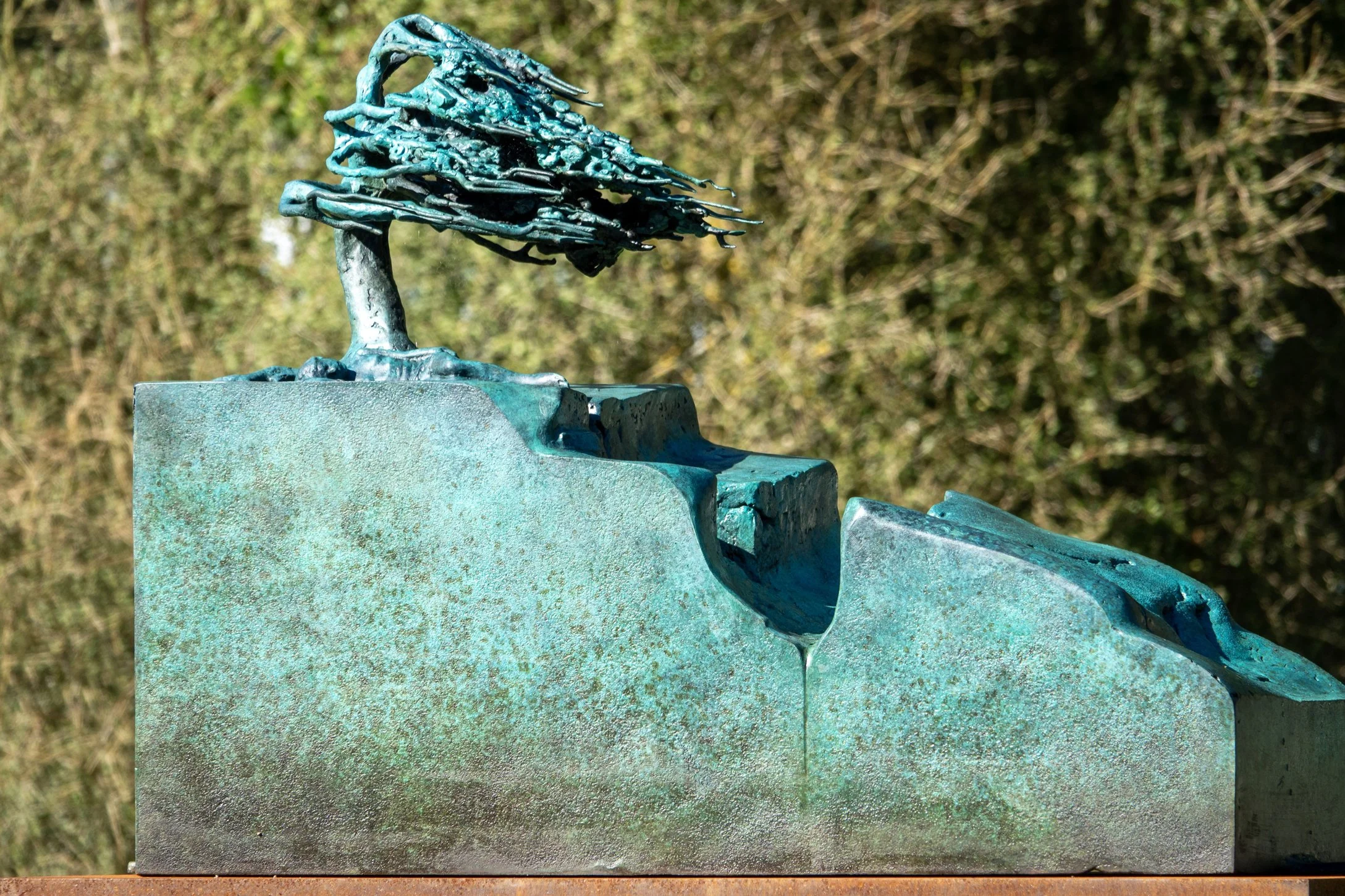  17. Alison Erickson 
  A resting place  
 (2025)
 Bronze on corten steel plinth
 590 x 820 x 280mm, plinth 1200 x 950 x 450mm
 Ed. 1 of 1 
 $16,800