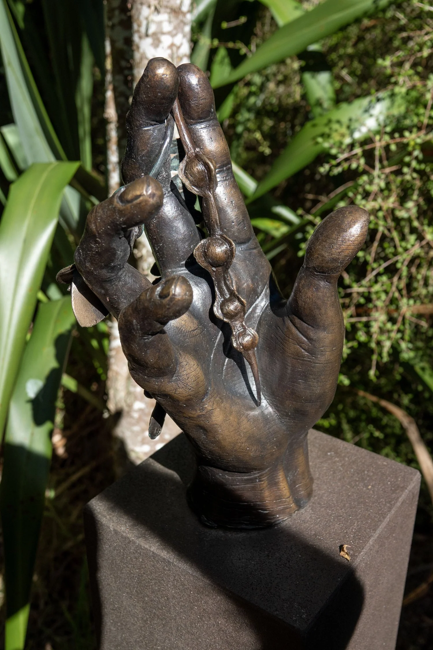  41. Samantha Lissette 
  Held in Wane & Rebirth  
 (2025)
 Bronze on Timaru bluestone plinth
 1500x350x350mm
 Ed. 1 of 3
 $14,900