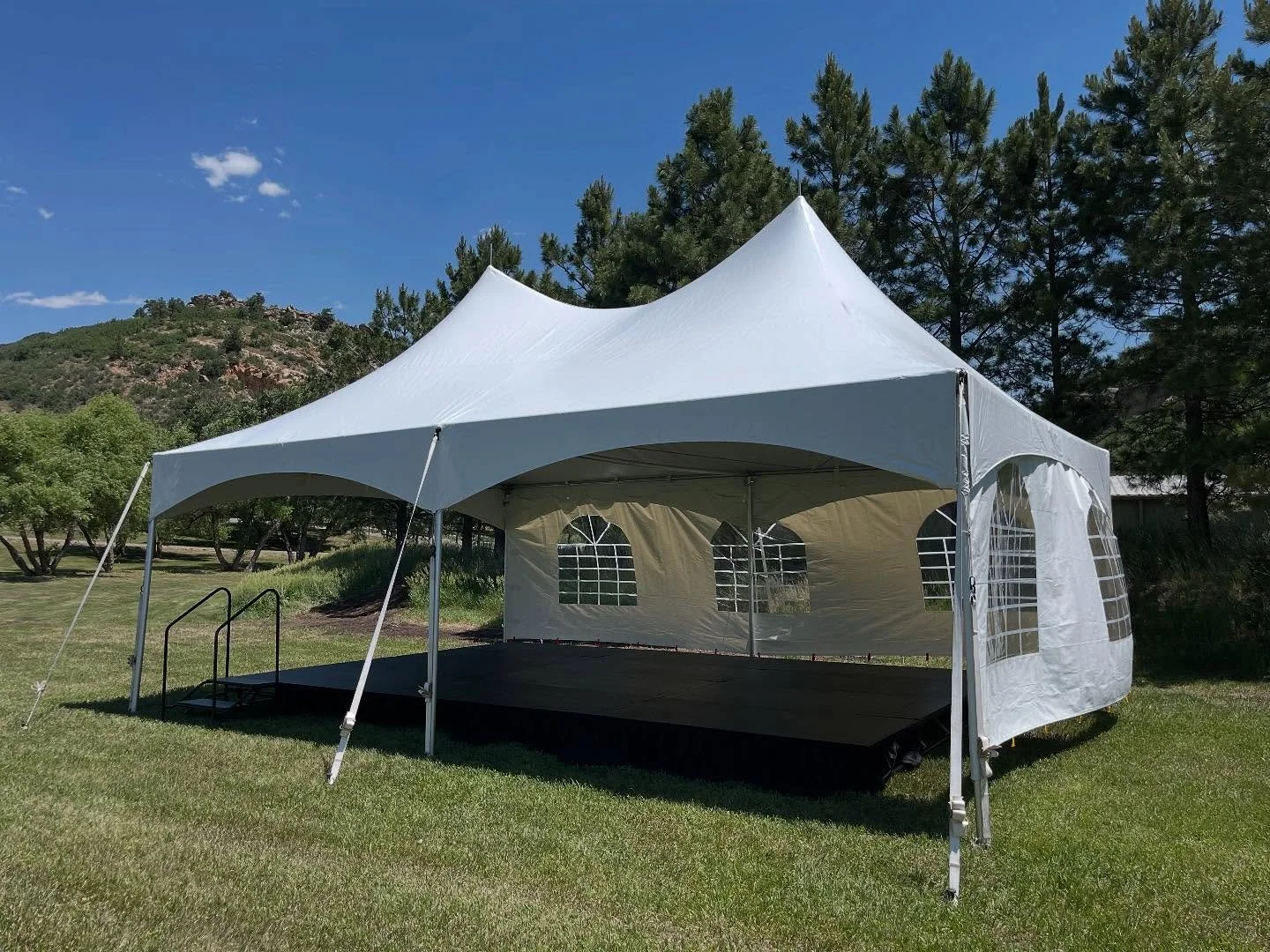 When the band said they needed a stage and weather protection, we brought the peaks! 
.
.
.
.
.
 #ColoradoTentRental
		#TentRentalColorado
		#EventRentalsColorado
		#ColoradoEvents
		#TentRental
		#PartyRentals
		#EventRentals
		#OutdoorEvents
		#We