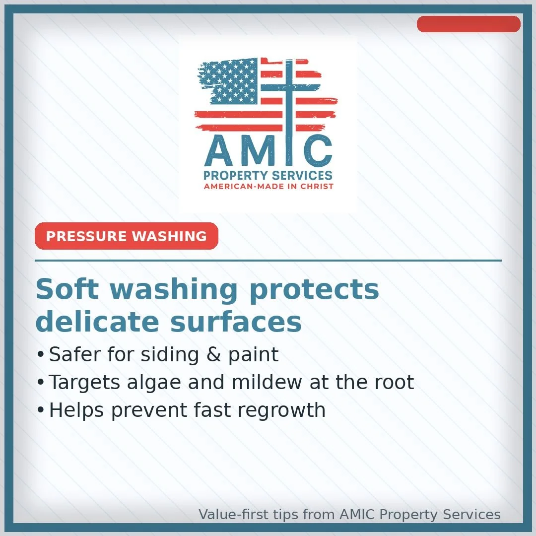 Soft Washing Protects Delicate Surfaces: Pressure washing isn't one-size-fits-all. Soft washing is safer for siding and paint, targets algae and mildew at the root, and prevents fast regrowth. Protect your exterior with the right technique.

Proudly 
