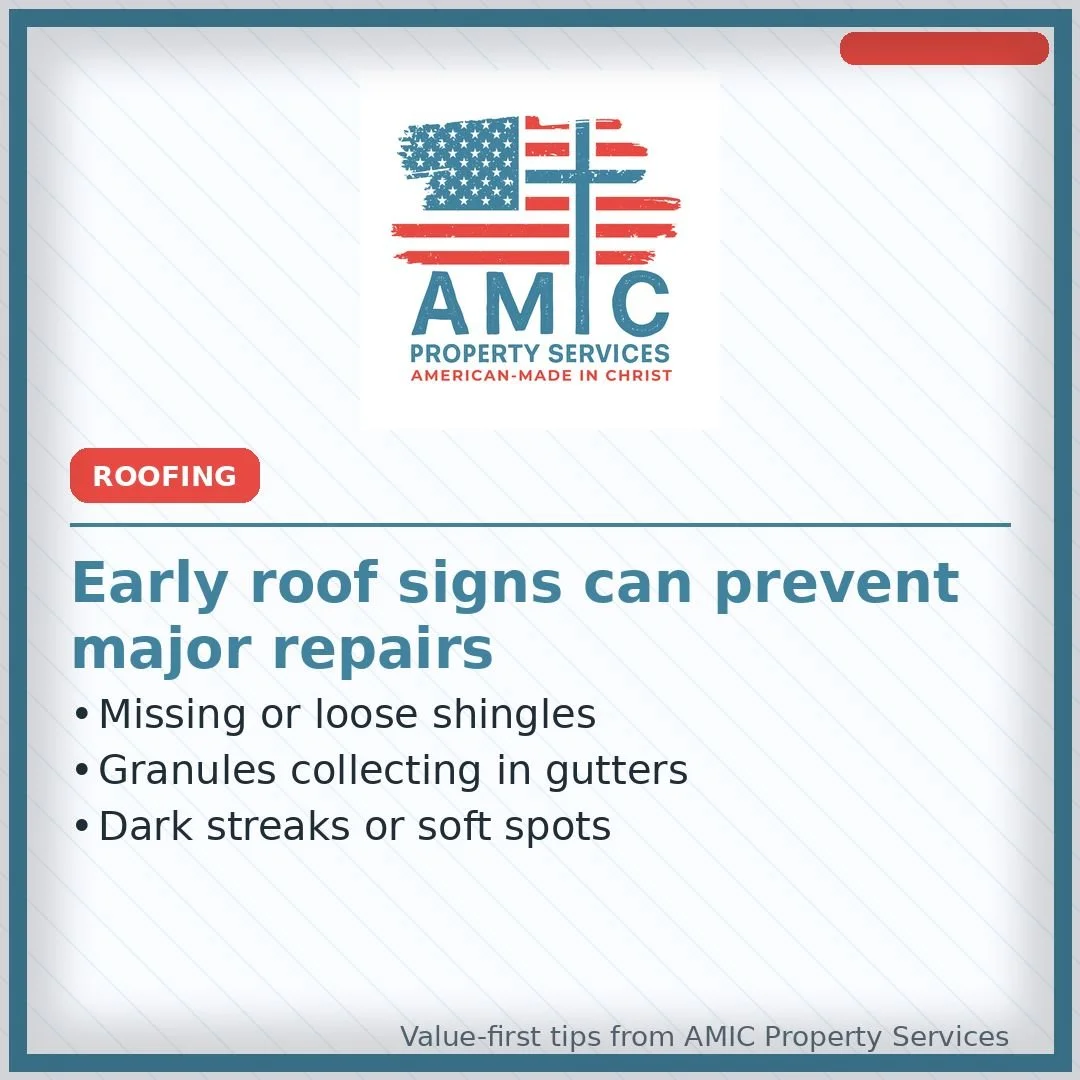 Early Roof Warning Signs Save Money: Missing or loose shingles, granules in gutters, and dark streaks are red flags. Catching these early prevents expensive repairs. Regular inspections are the smartest investment in your roof's lifespan.

Proudly se