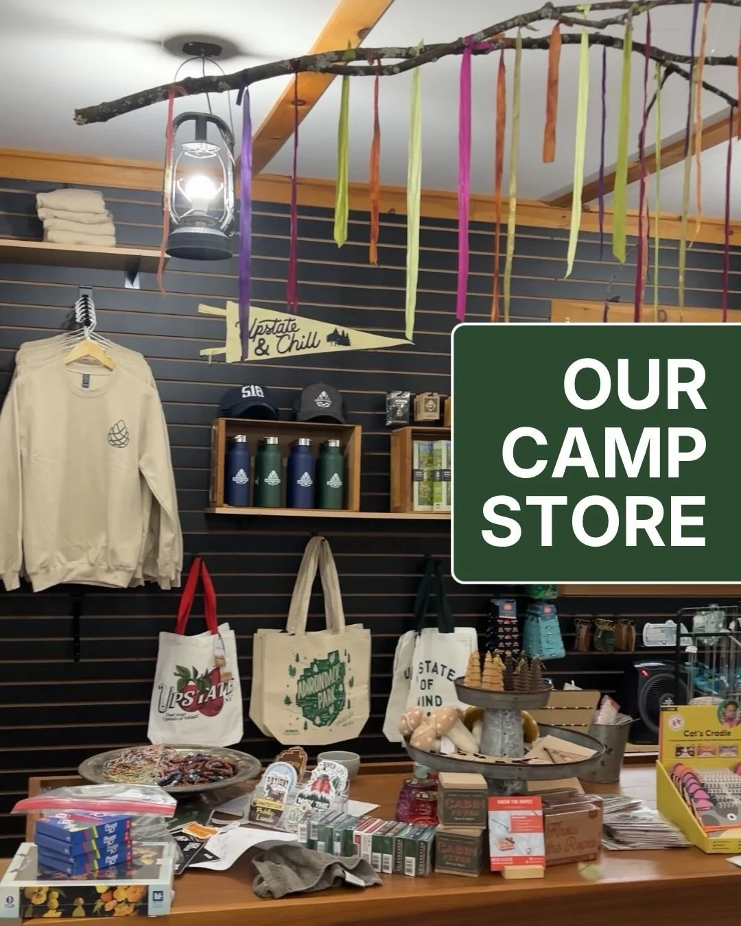 Support local, shop small, and take a piece of your trip home 🛍️🌲 Our camp store at Camp Hudson Pines is stocked with locally sourced products around Upstate New York and the Northeast as well as from small businesses we love. We think your campgro