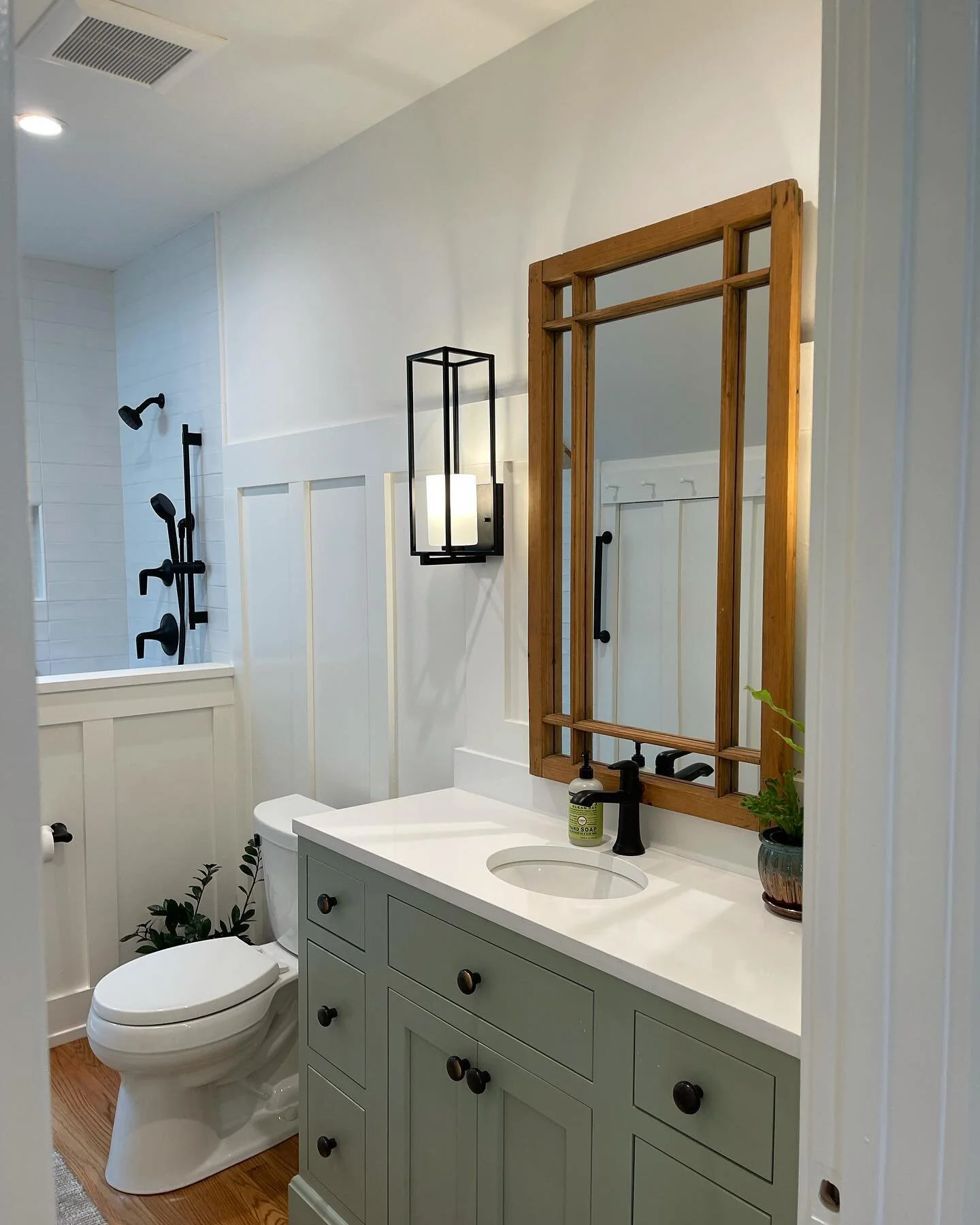 *almost* finished // Lake cabin chic 

#baltimoredesigner #traditionalhome #southernliving #veranda #customcabinetry #kohler #millvalleykitchens 

design: @grasonshaver 
custom vanity: @millvalleykitchens 
countertop: @emerstonesurfaces 
fixtures: @k